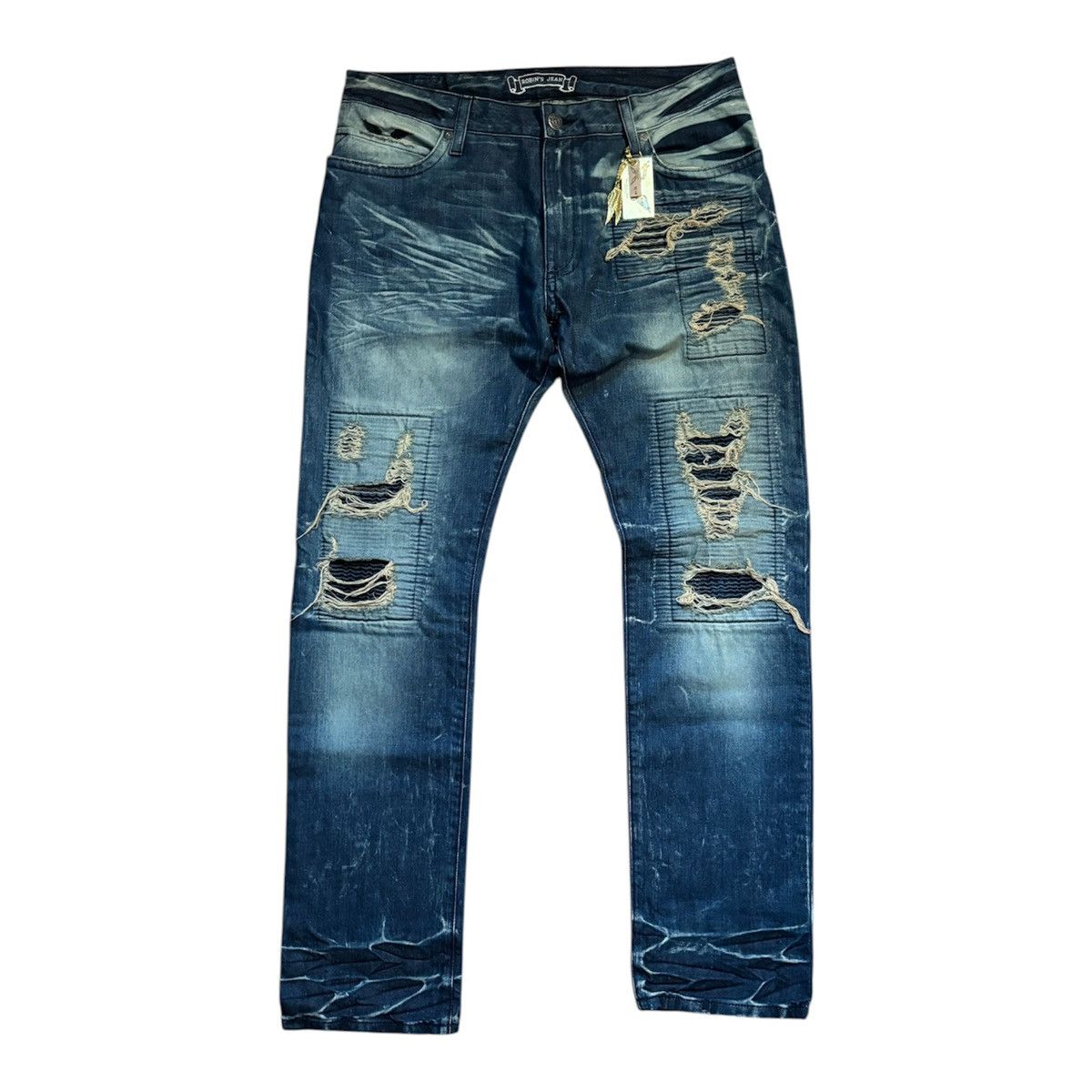 Robins Jeans Robins Jeans in 4D Blue with Silver Crystals Size US 36 / EU 52 - 2 Thumbnail