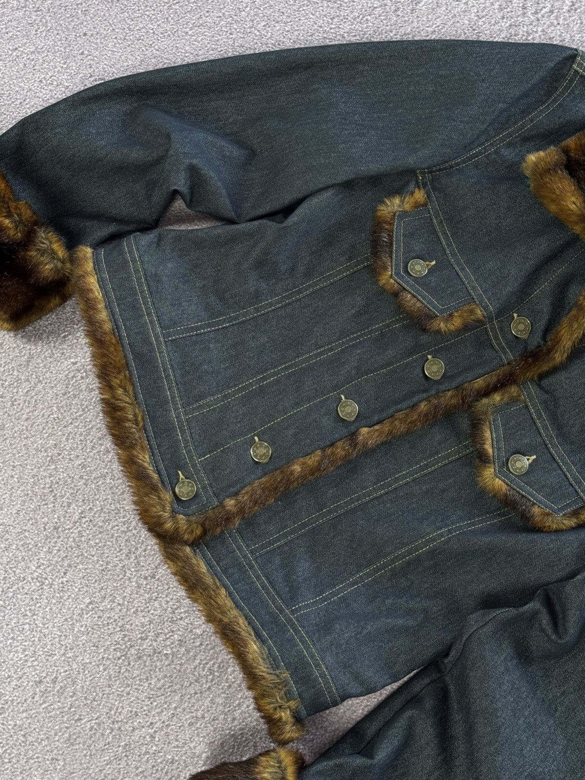 Japanese Brand Y2K Faux Fur Glamour Avant Garde Denim Jacket Size M / US 6-8 / IT 42-44 - 9 Thumbnail