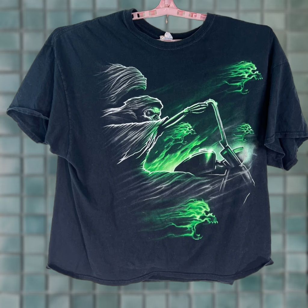 Vintage VINTAGE Rider Ghost Rider T-Shirt 3XL Mens Black Skull Graphic Distressed Casual Size US XXL / EU 58 / 5 - 1 Thumbnail