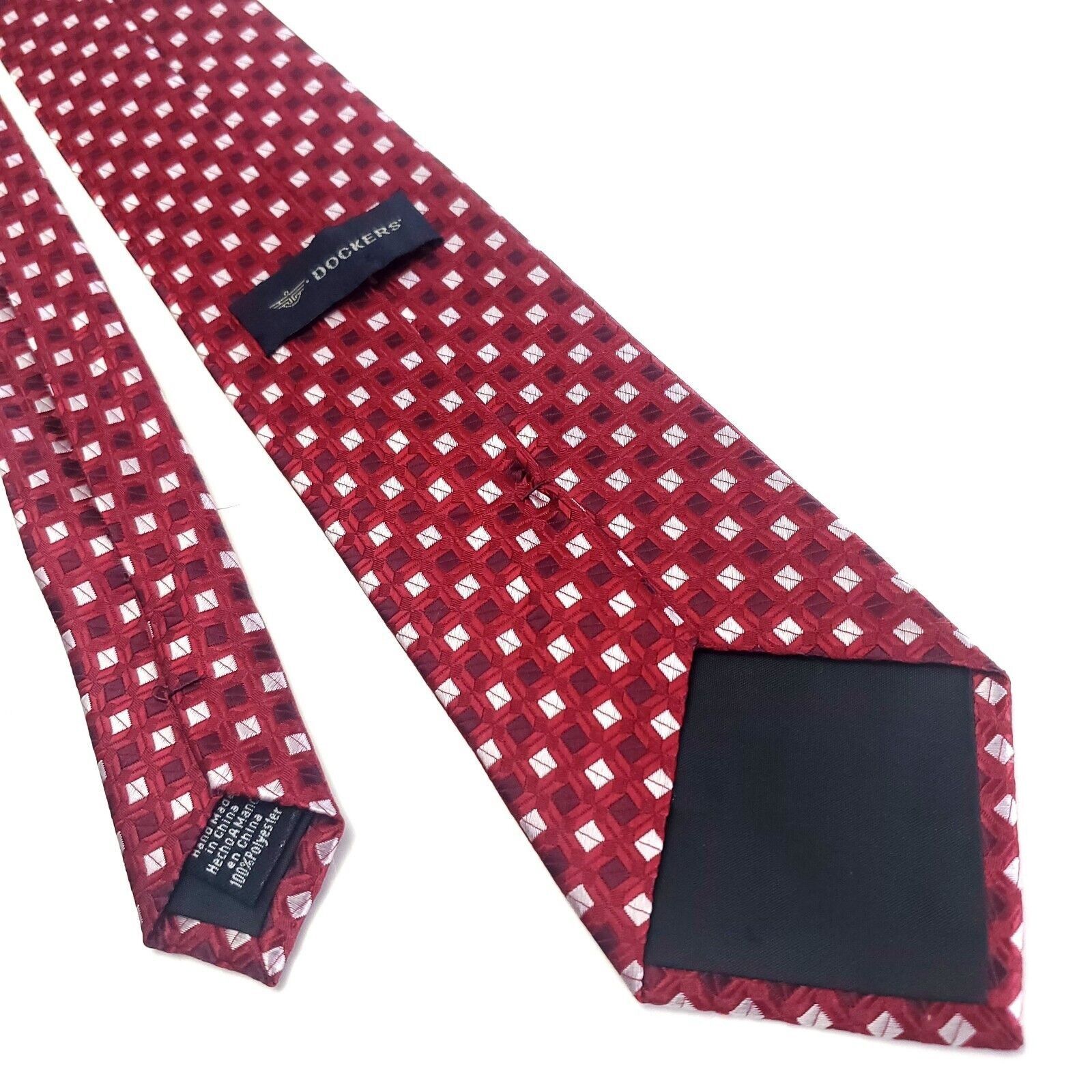 Dockers Dockers Red Silk Tie Woven Check Short Skinny Size ONE SIZE - 3 Thumbnail