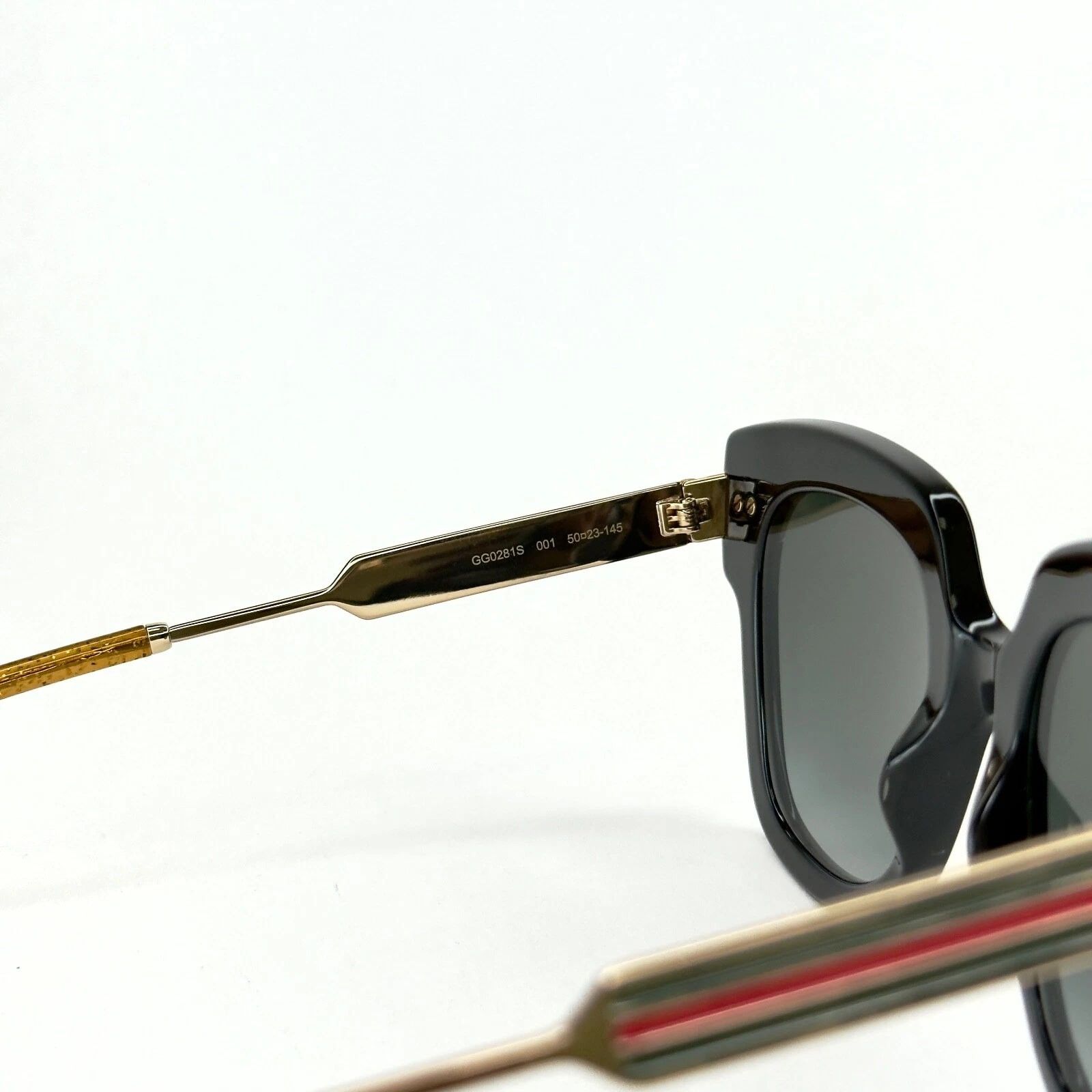 Gucci GUCCI GG0281S WEB Stripe 0281 Gold Black Sunglasses 001 Size ONE SIZE - 2 Thumbnail