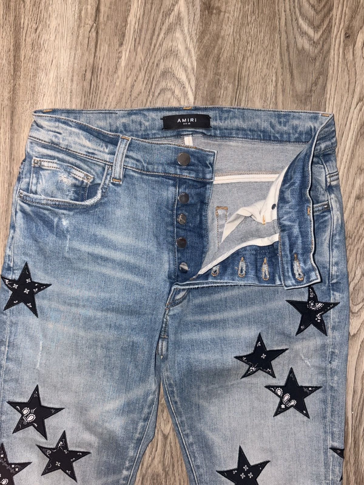 Amiri Amiri Black Paisley Star Blue Denim Jeans Sz 30 Size US 30 / EU 46 - 2 Thumbnail