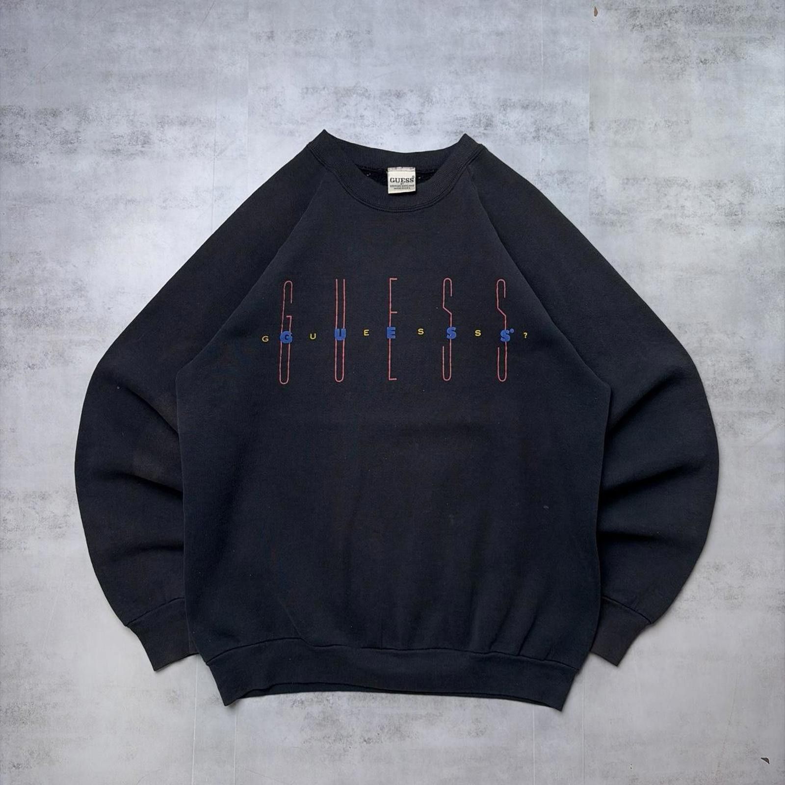 Guess Vintage 90’s Black Guess Grunge Distressed Crewneck Sweater Size US L / EU 52-54 / 3 - 1 Thumbnail