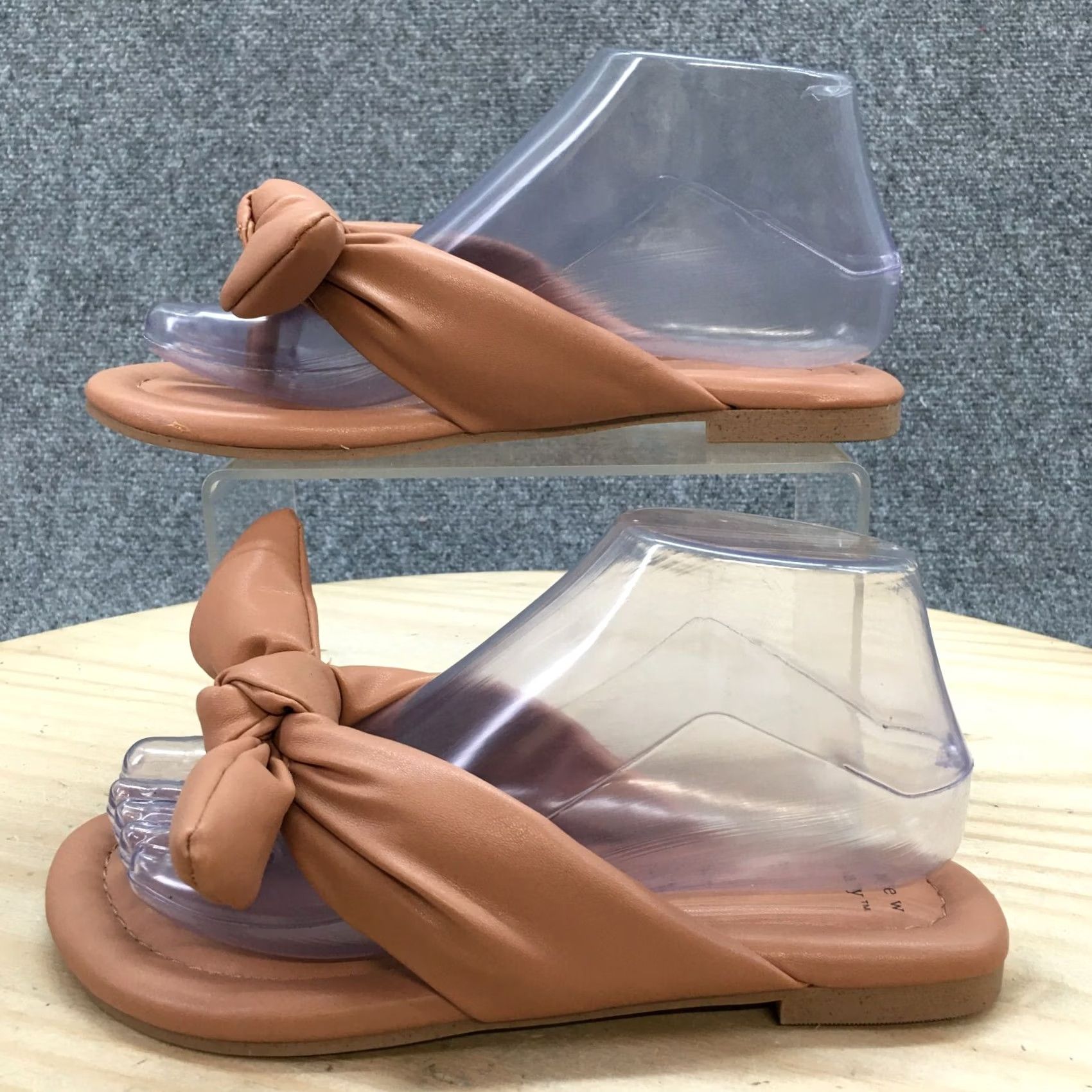 Vintage A New Day Sandals Womens 6.5 Flip Flop Comfort Brown Faux Leather Slip On Size US 7 / IT 37 - 2 Thumbnail
