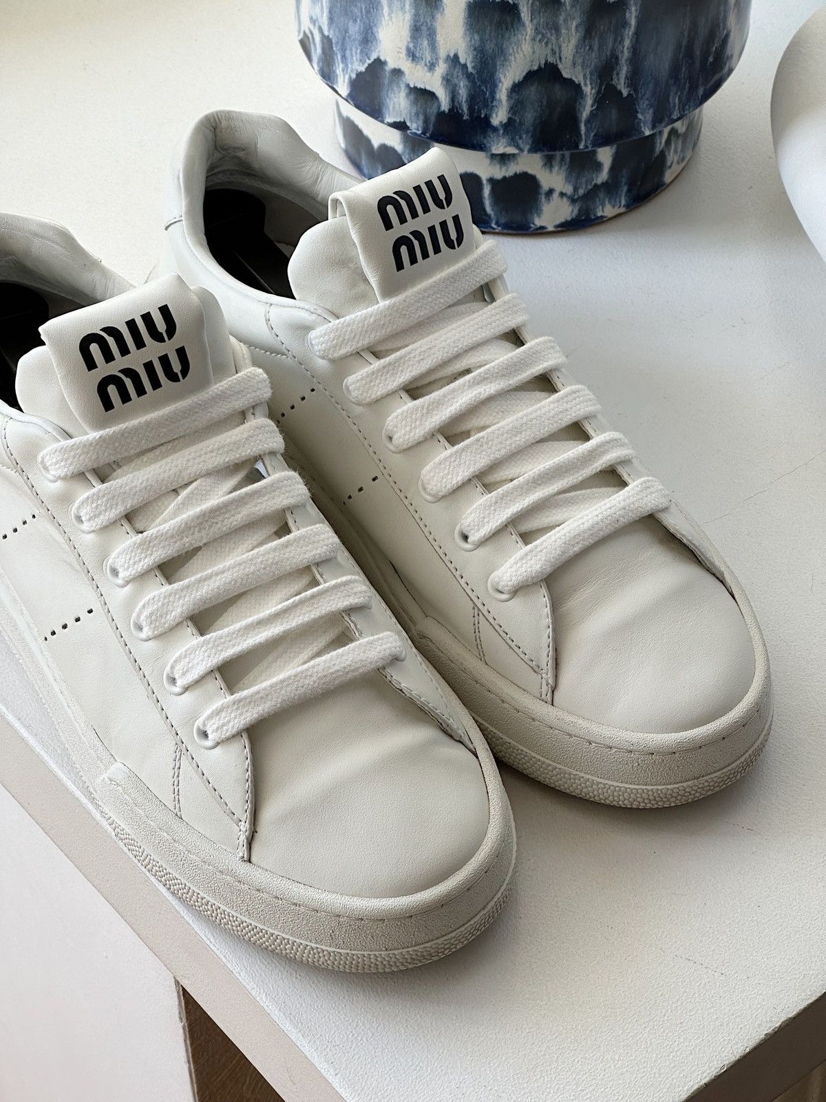 Miu Miu Ss2021 Logo Sneakers Prada Shoes Trainers Rapper Lv in White, Men's (Size 7)
