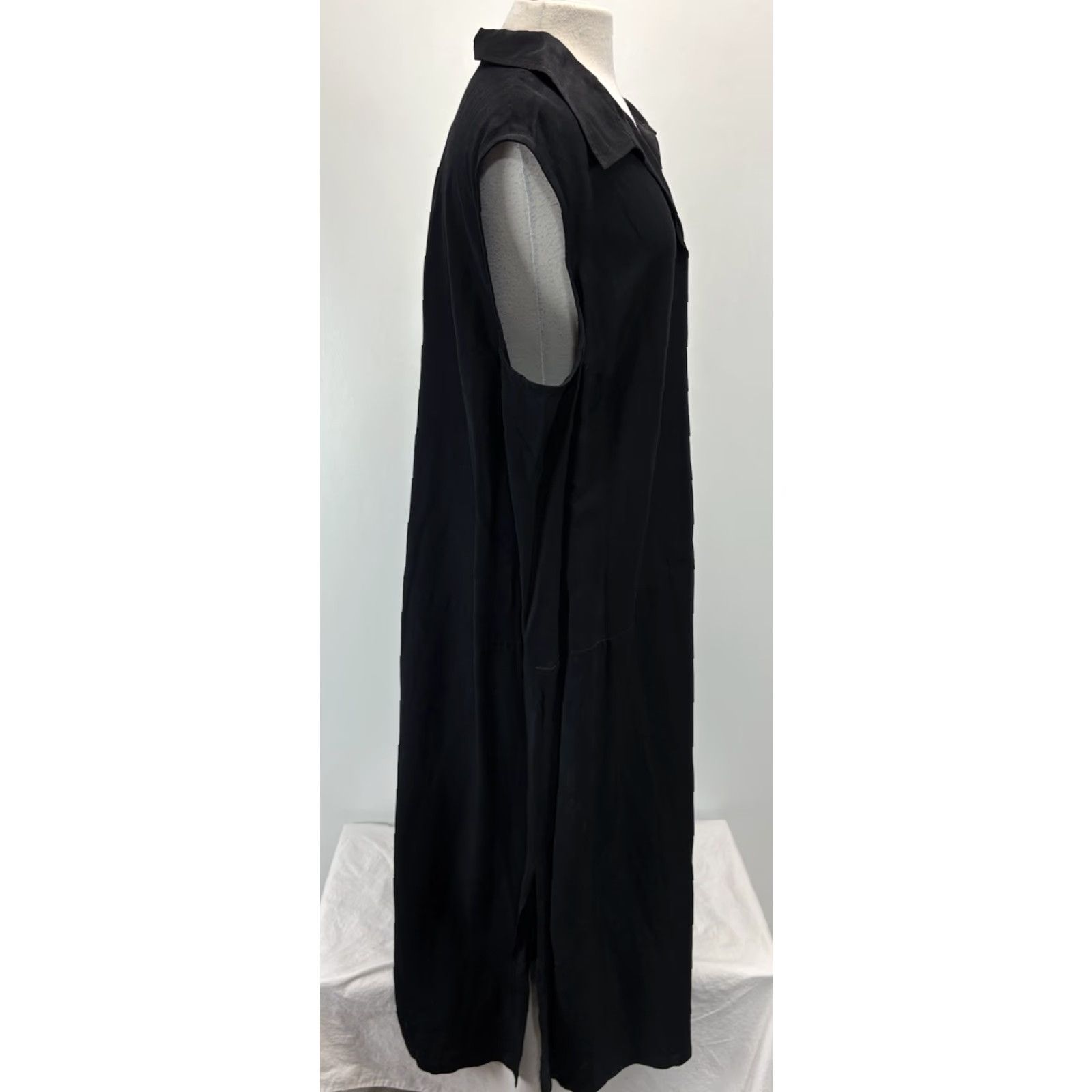Vintage VINTAGE Tamotsu Linen Blend Maxi Dress Women’s 22W Plus Black Lagenlook Minimalist Dress Mens? Size 3XL / US 20-22 - 4 Thumbnail