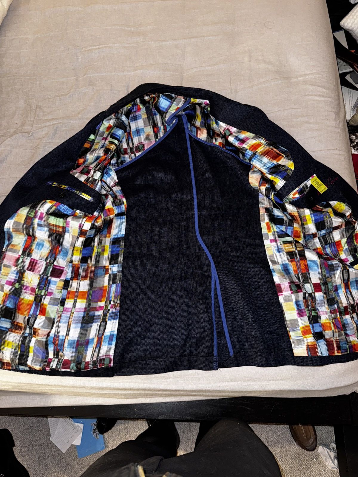 Robert Graham Robert Graham Blue Herringbone Blazer Size 42 Size 42R - 6 Thumbnail