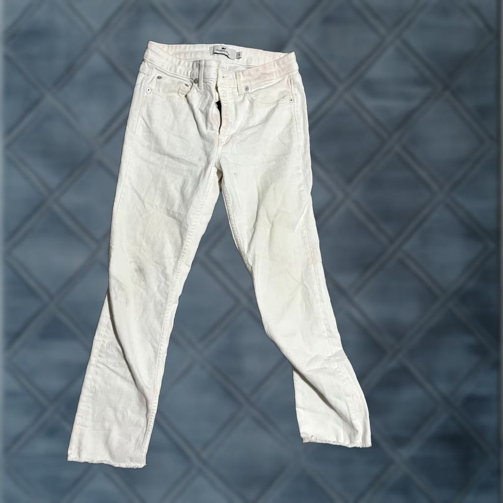 Vineyard Vines VINEYARD VINES White Jamie High Rise Skinny Jeans Stretch Women's 25 Raw Hem Cut Size 42" / US 20 - 1 Thumbnail