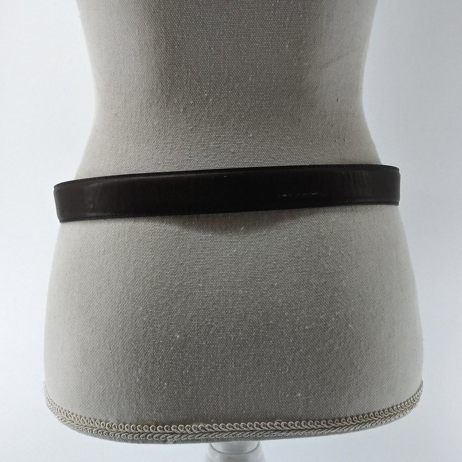 Vintage Women's Brown leather Belt Gold Buckle Anchor Nautical M L Size ONE SIZE - 8 Thumbnail