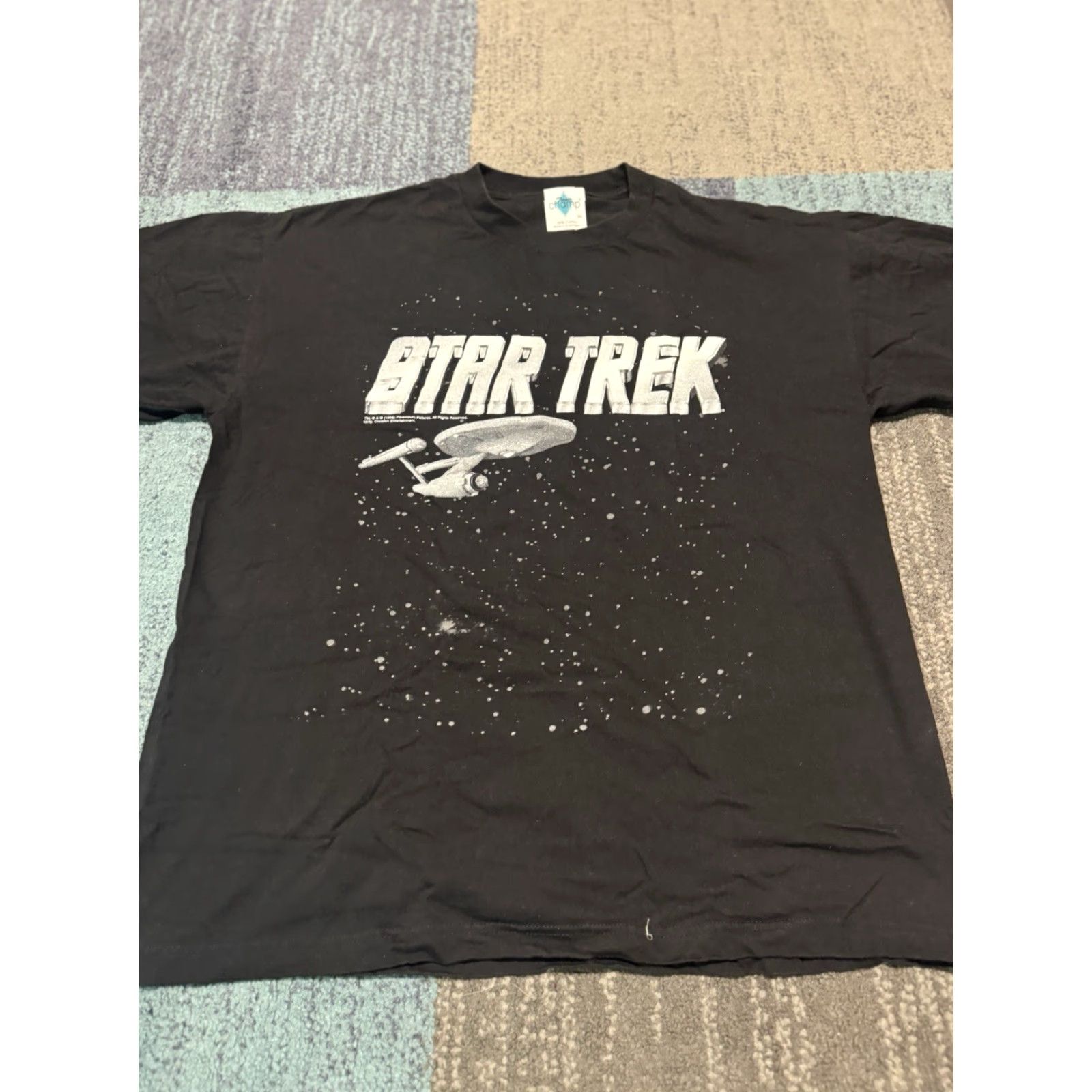 Vintage VINTAGE Star Trek T Shirt Tour Champ Men’s XL Black Ship Stars 1998 Paramount Size US XL / EU 56 / 4 - 2 Thumbnail