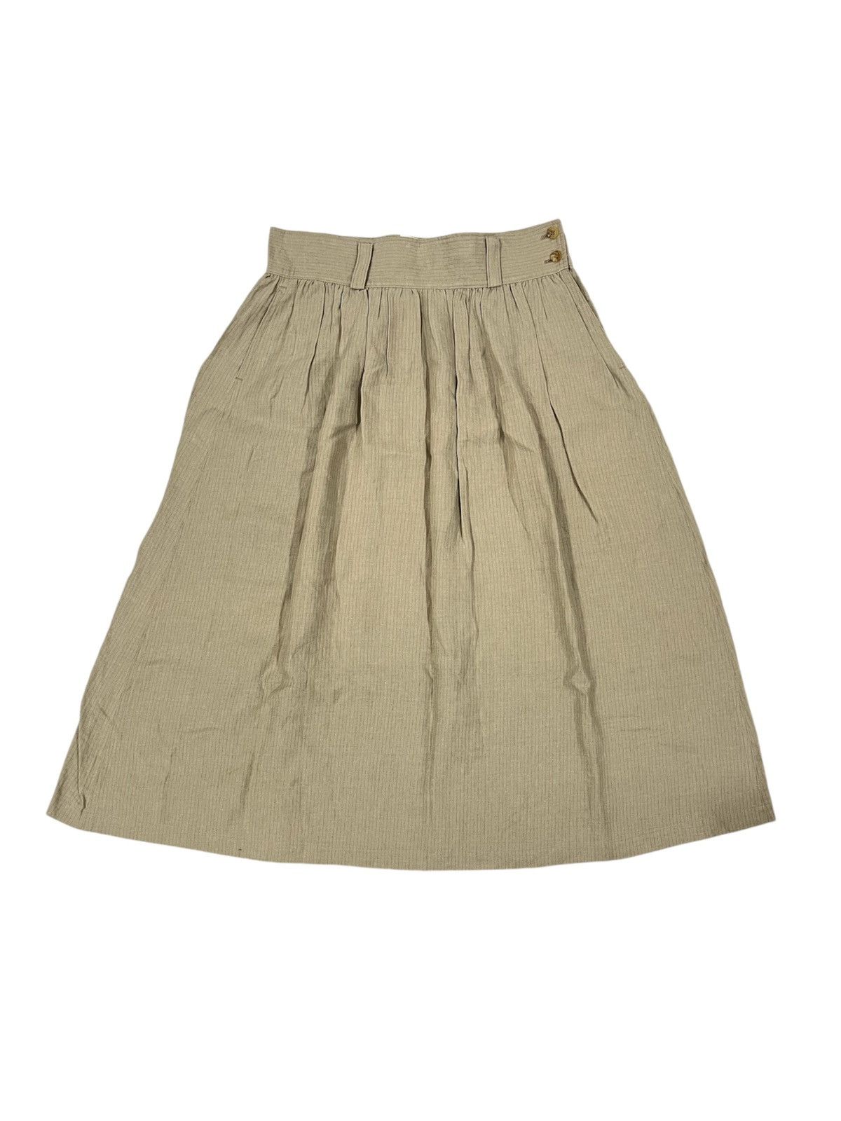 Japanese Brand × Yohji Yamamoto Yohji Yamamoto Linen Brown Plain Midi Skirt Size 34" / US 12 / IT 48 - 2 Thumbnail