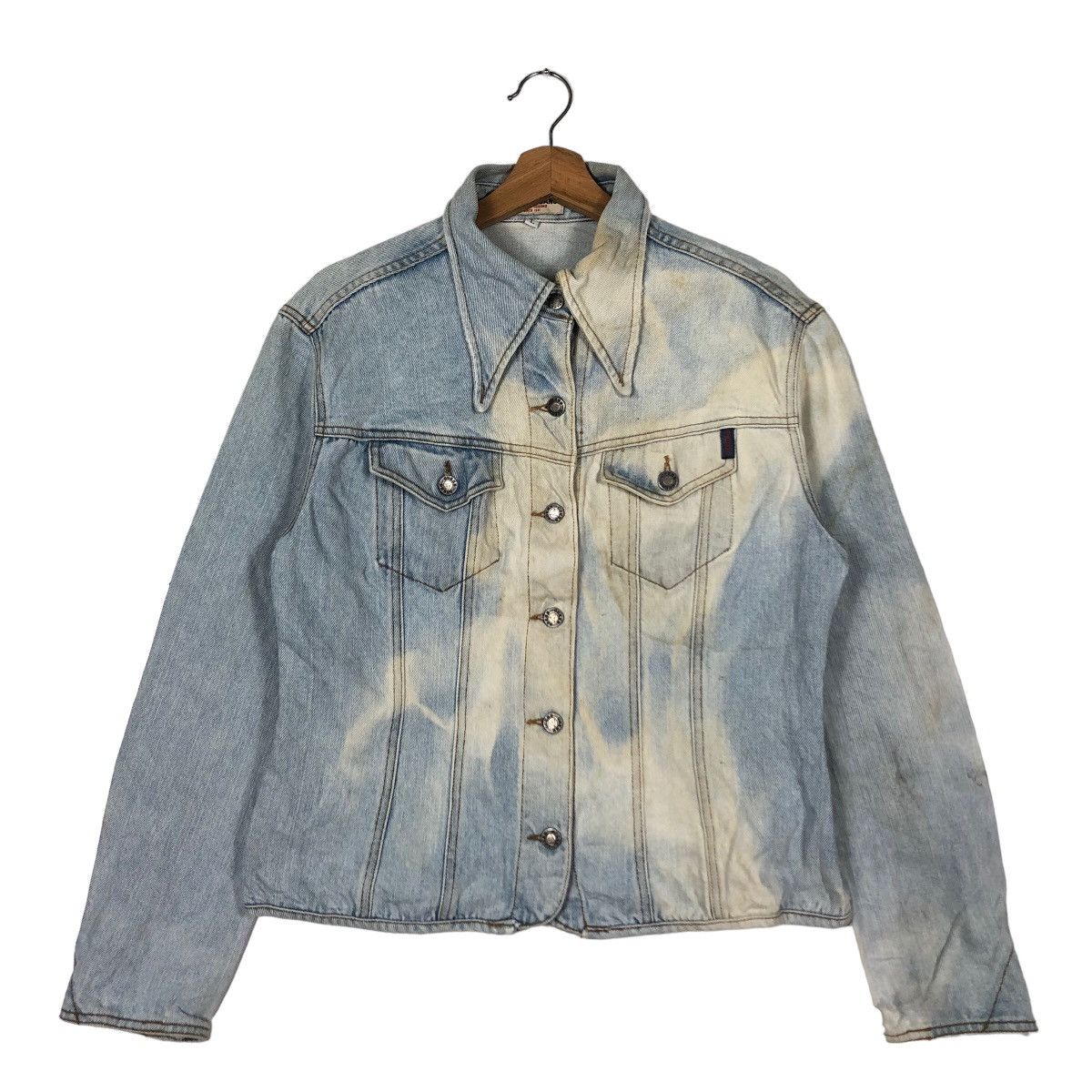 Guess 🔥90’s Cropped Biker Trucker Denim Jacket Guess USA AcidWash Size US L / EU 52-54 / 3 - 2 Thumbnail