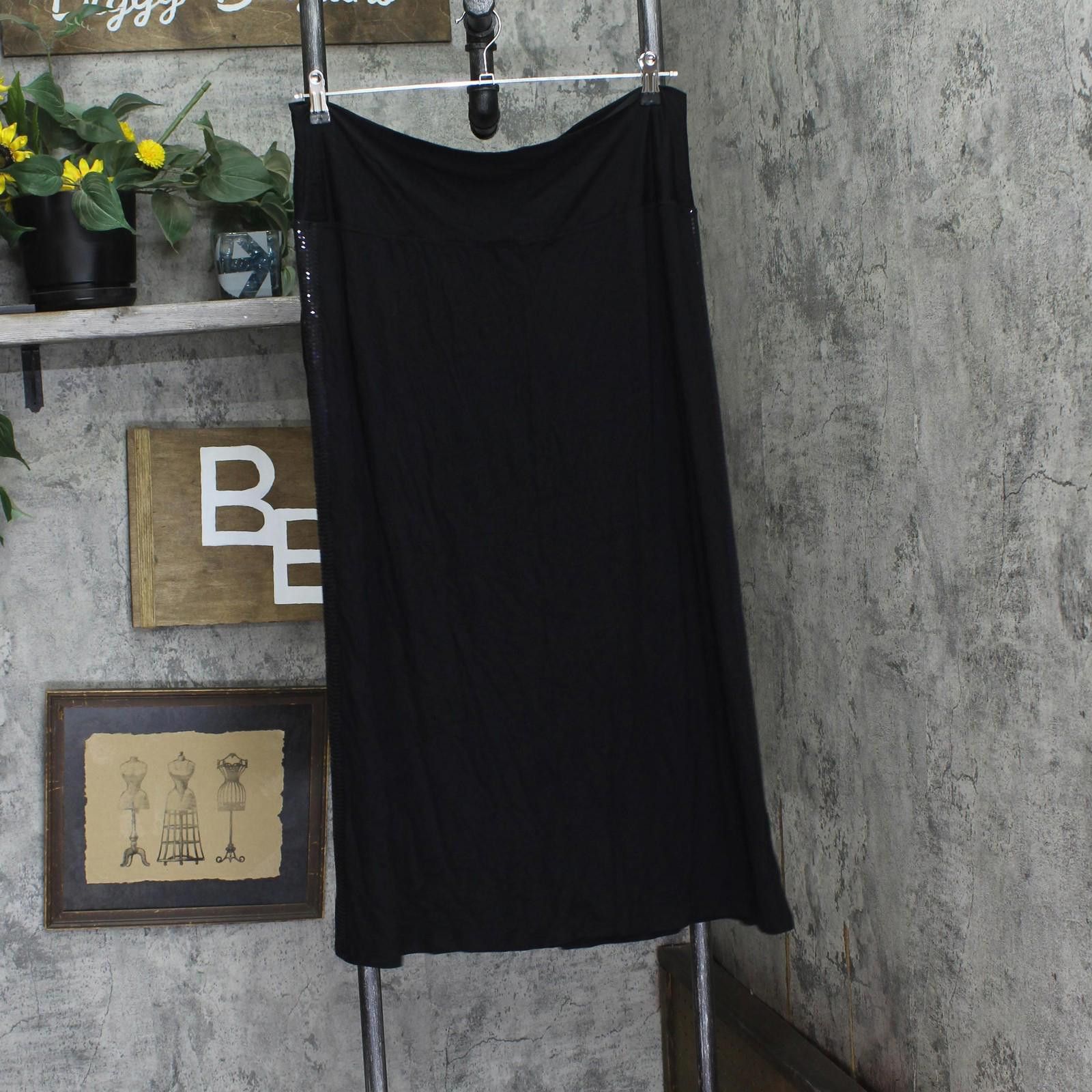 Designer Nwt Coin 1804 Side Contrast Fold Over Midi Skirt Black 3x Size 42" / US 20 - 2 Thumbnail