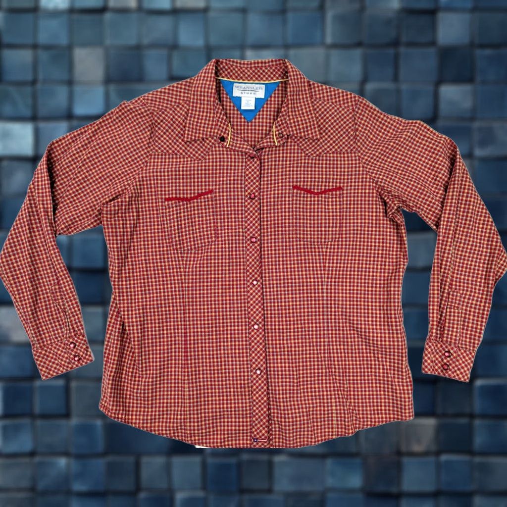 Wrangler Vtg Wrangler Blues Western Brushpopper Pearl Snap Shirt Men XL Red Plaid Cotton Size US XL / EU 56 / 4 - 1 Thumbnail