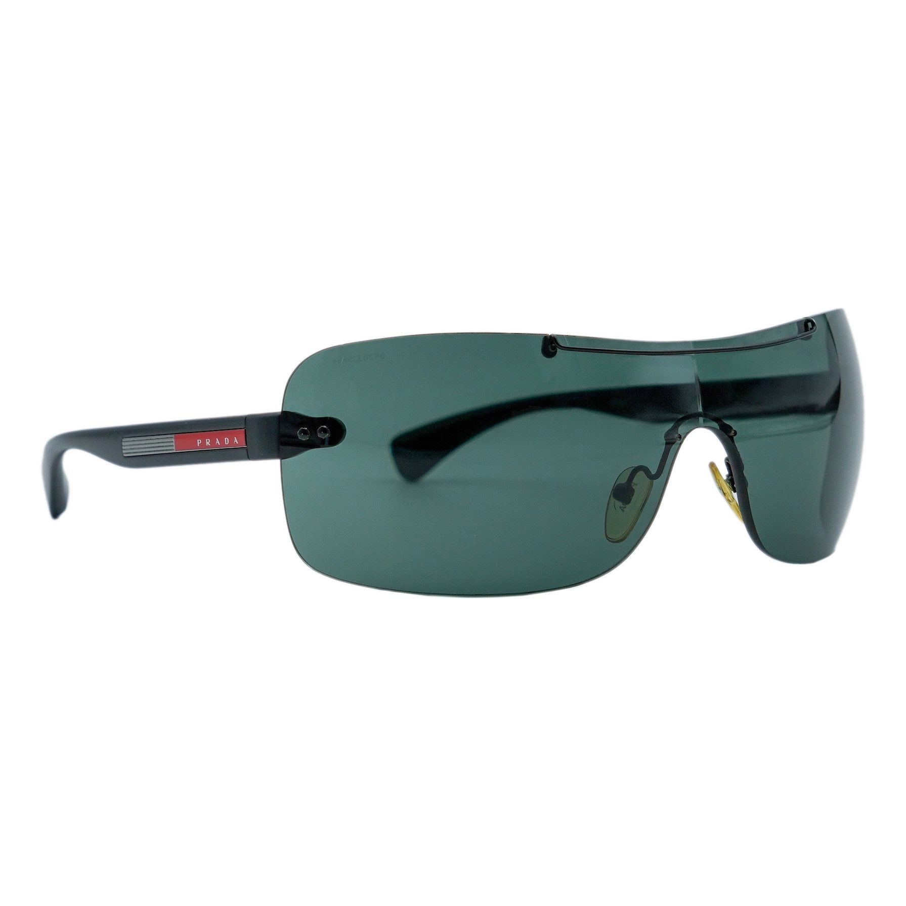 Vintage Prada SPS 02M Black Shield Sport Logo Sunglasses