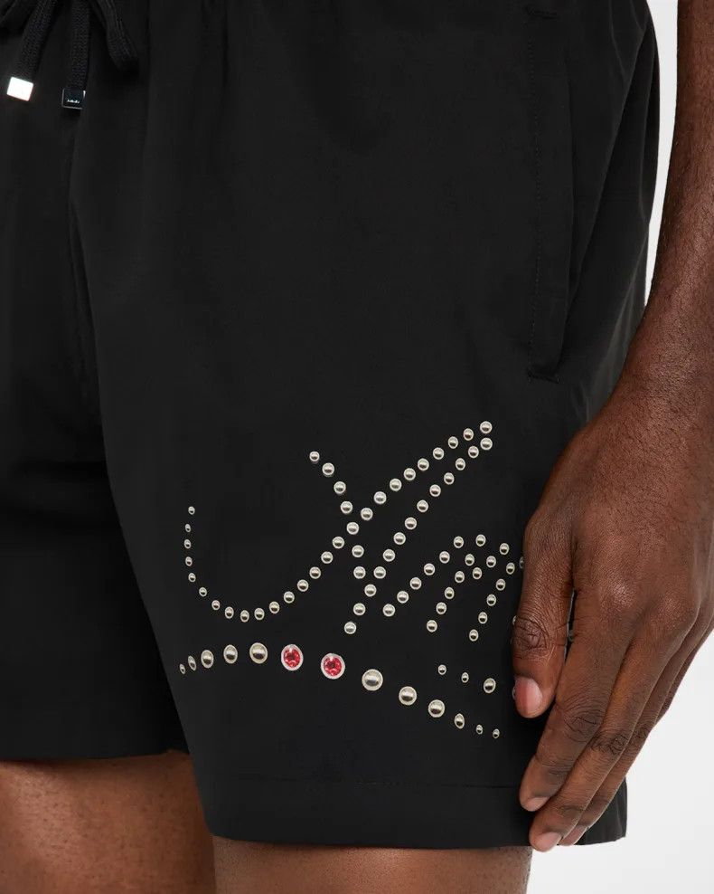 Amiri os11x0326 Logo Studded Drawstring Shorts in Black Size US 34 / EU 50 - 5 Thumbnail