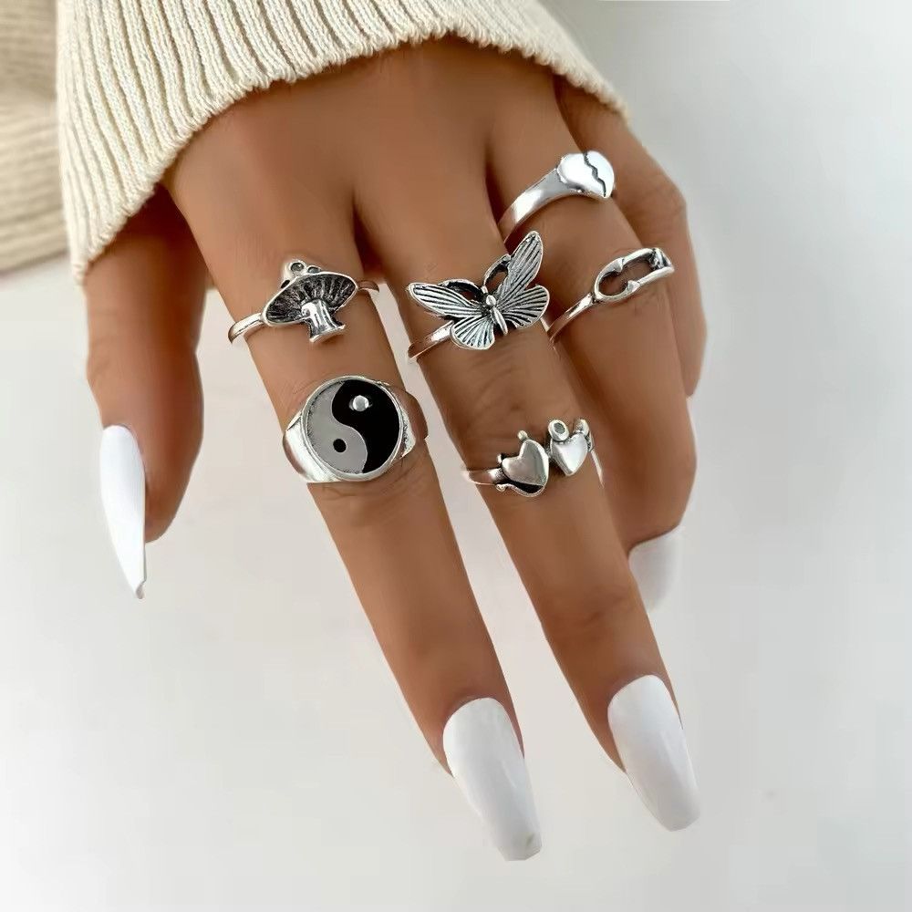 Jewelry x Ring Gold Plated Gothic Ring Set in Silver, Men's
