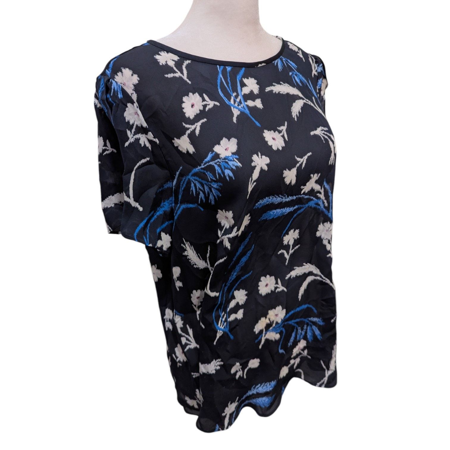 Joie Joie Wira 100% Silk Blue Floral Tulip Sleeve Top Medium Size M / US 6-8 / IT 42-44 - 4 Thumbnail