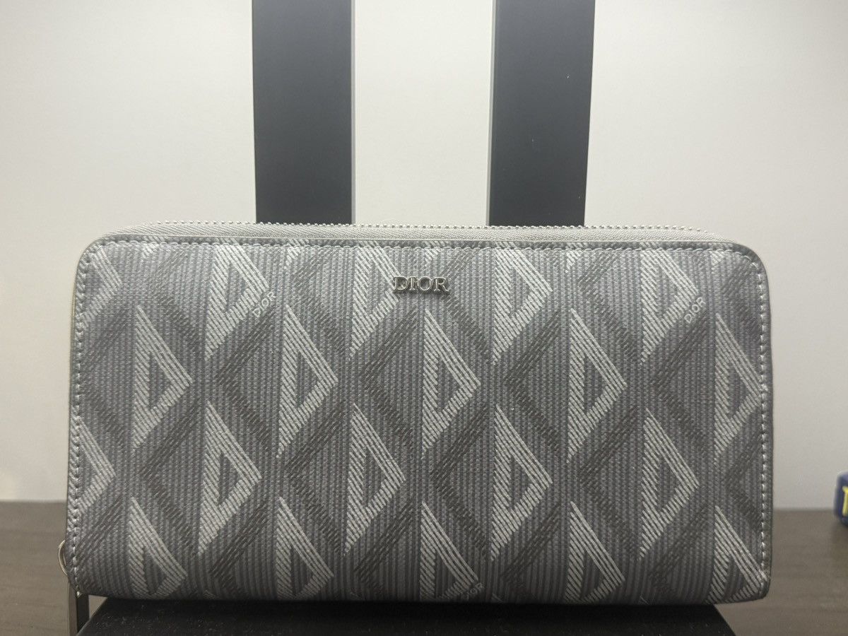 Dior CHRISTIAN DIOR GRAY CD DIAMOND CANVAS ZIPPED LONG WALLET Size ONE SIZE - 1 Thumbnail