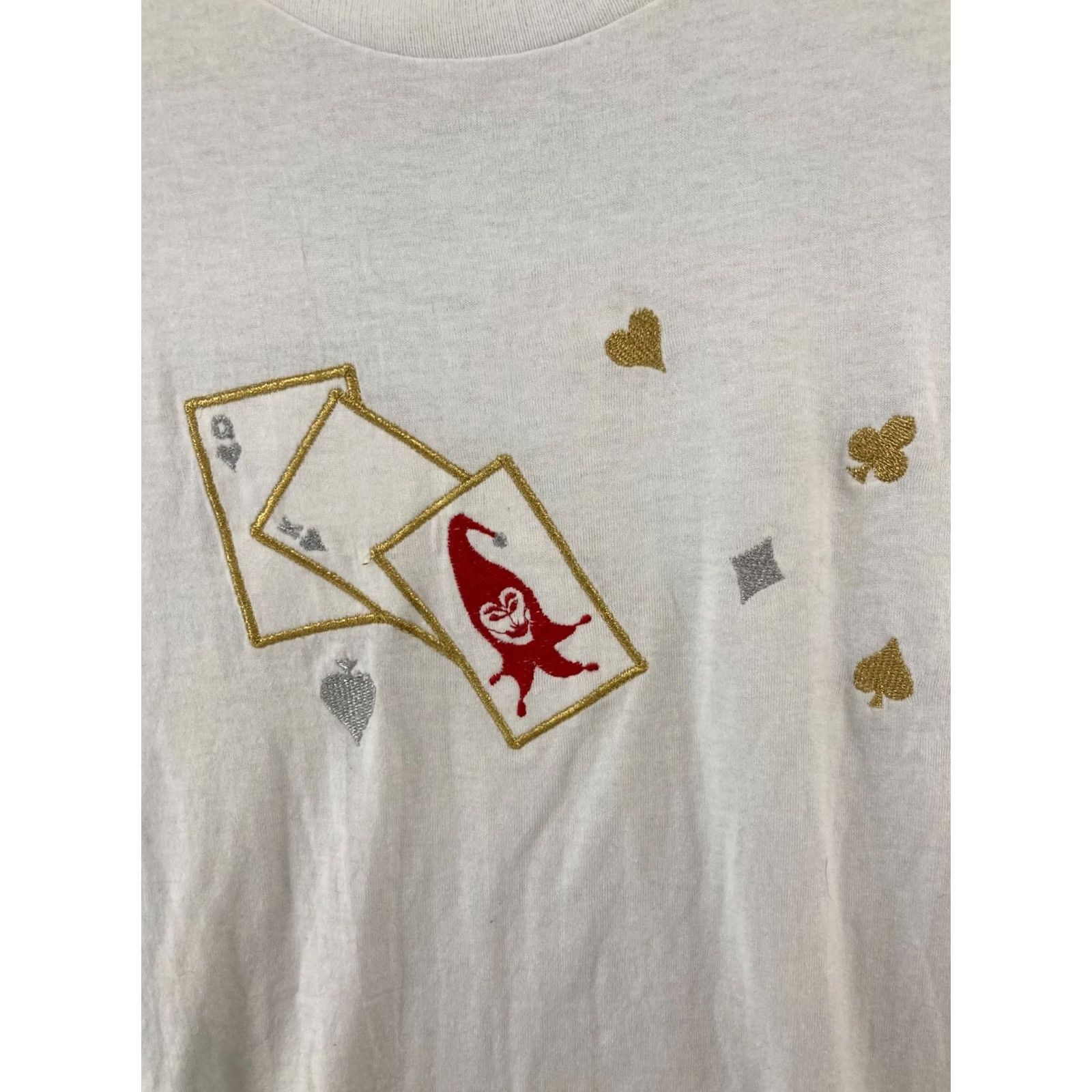 Hanes VINTAGE Hanes Poker TShirt Mens M White USA MADE Embroidered 90s Size US M / EU 48-50 / 2 - 4 Thumbnail
