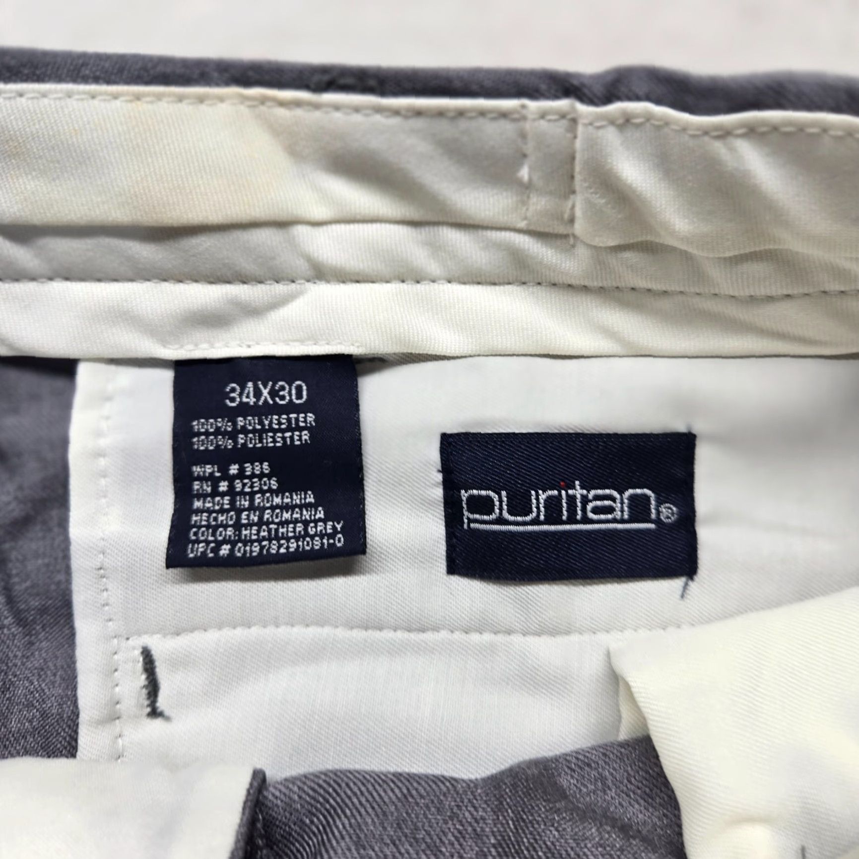 Vintage Puritan Dress Pants Gray 34 x 30 Men Adult Flat Front 100% Polyester Tapered Regular Inseam 30" Size US 34 / EU 50 - 3 Thumbnail
