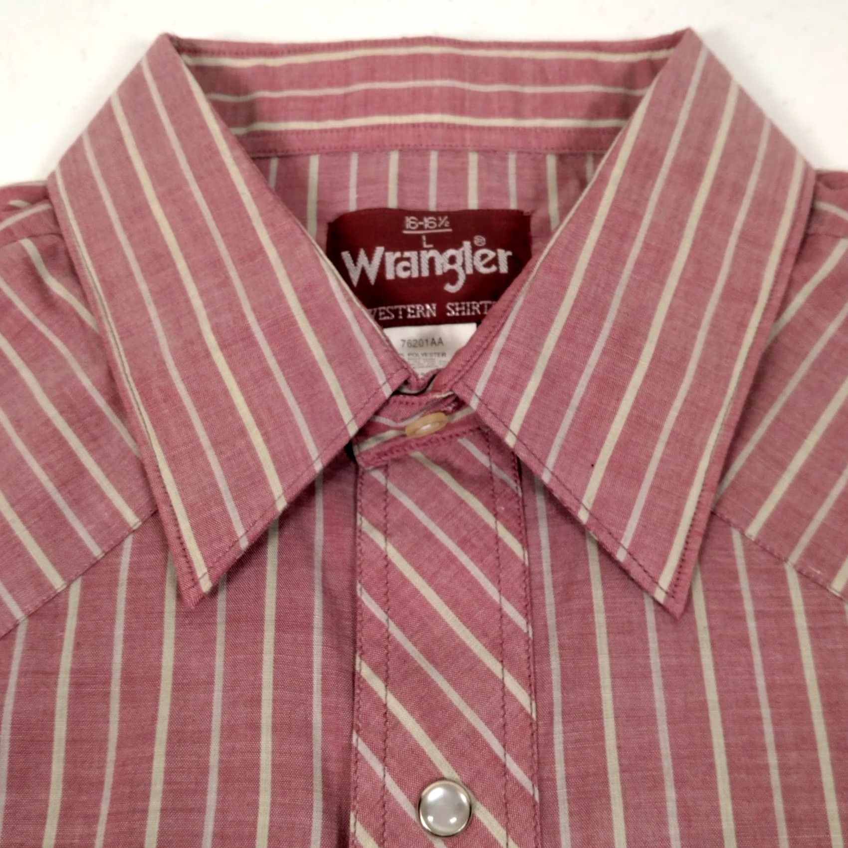 Wrangler Wrangler Western Shirt Maroon Beige Stripe Pearl Snap Ranch Size 16-16 1/2 Men Size US L / EU 52-54 / 3 - 4 Thumbnail