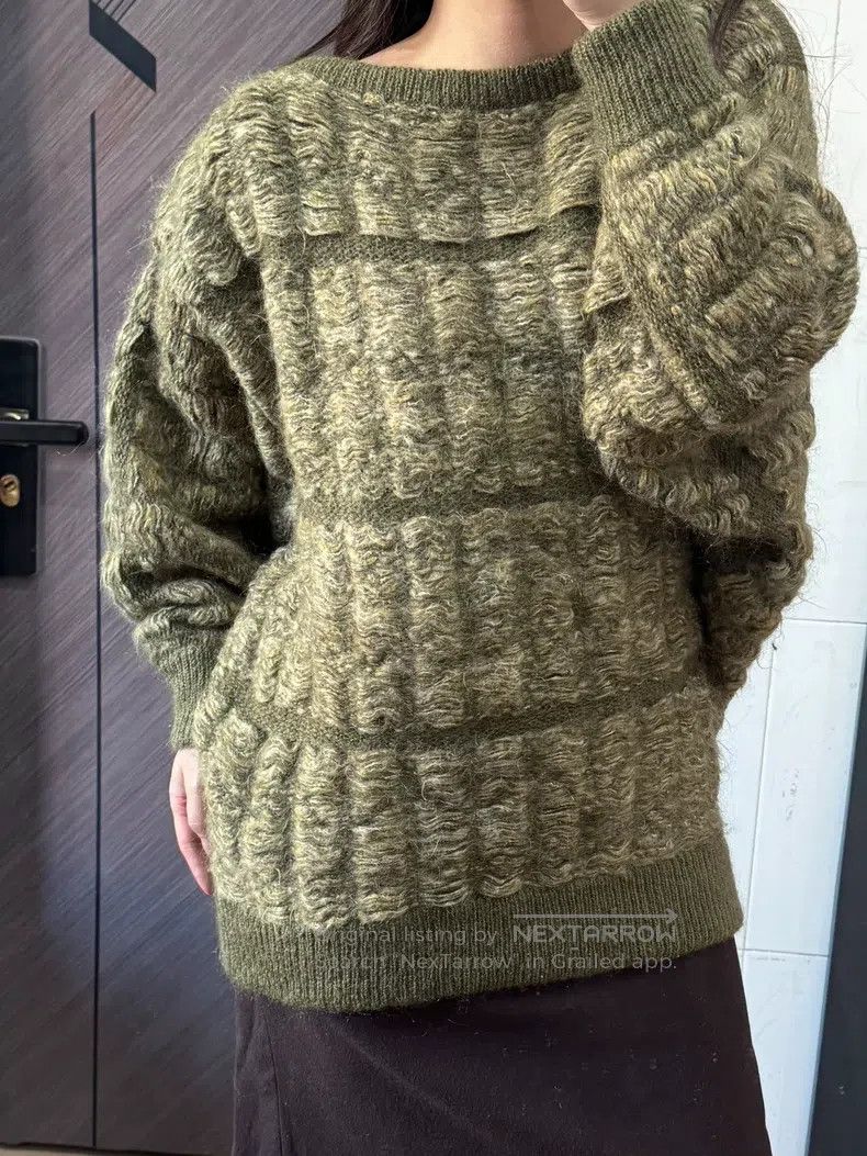 Issey Miyake Issey Miyake Army Green Knit Sweater Size M / US 6-8 / IT 42-44 - 3 Thumbnail