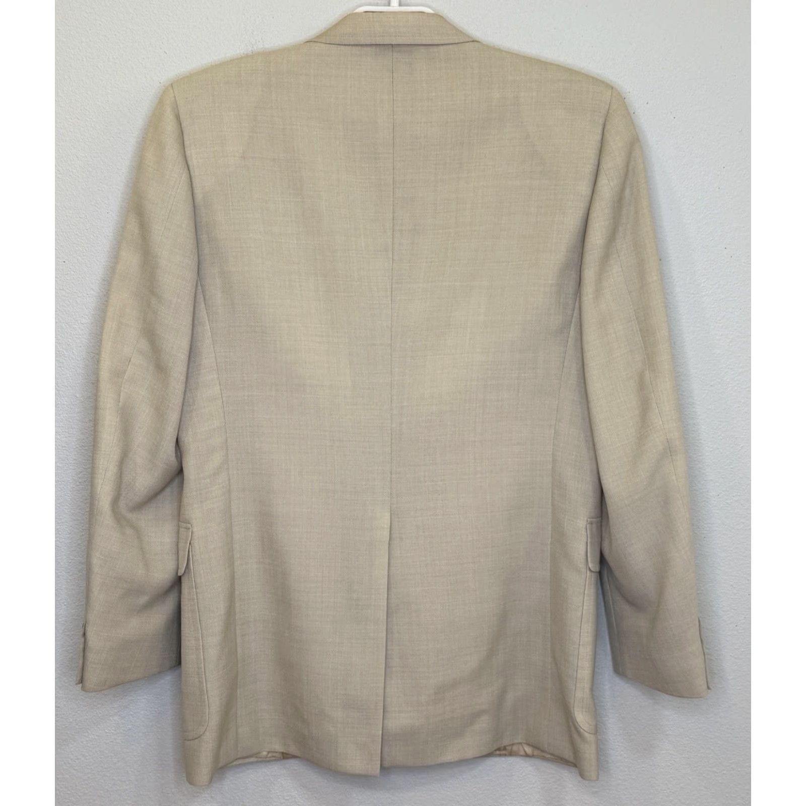 Hart Schaffner Marx VINTAGE Hart Schaffner Marx Blazer Sports Coat 42R Tan Wool Blend Men Blazer Notch Lapel Two-Button Single-Breasted 21.5" Armpit 31.5" USA Size 42R - 6 Thumbnail