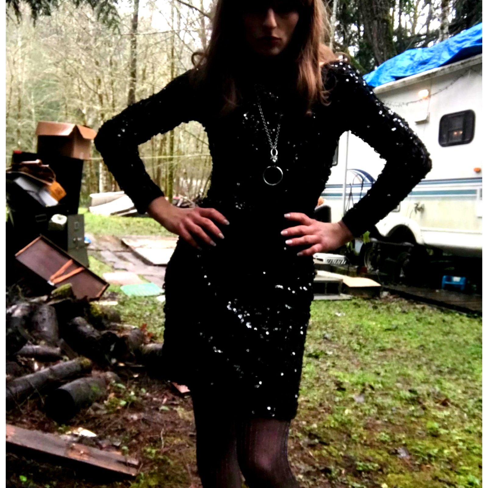 Vintage Vtg Susan Rosselli for VJack Black Bodycon Coctail Dress Size XS / US 0-2 / IT 36-38 - 5 Thumbnail