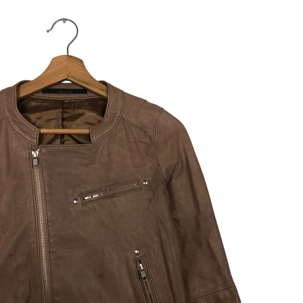 Japanese Brand 🔥CROPPED BIKER LEATHER JACKET RUE DE BLUE ISSEY MIYAKE Size US S / EU 44-46 / 1 - 8 Thumbnail