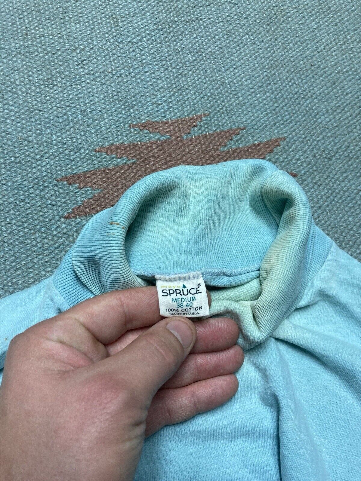 Vintage VTG 60s polo shirt mayo spruce soft cotton turtleneck medium Size US M / EU 48-50 / 2 - 7 Thumbnail