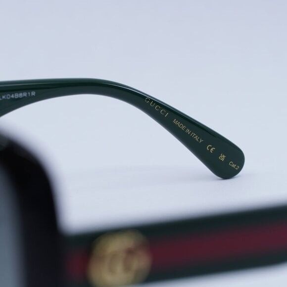 Gucci New Gucci GG0713S 006 Sunglasses - Black/Green Frame, Grey Size ONE SIZE - 7 Thumbnail