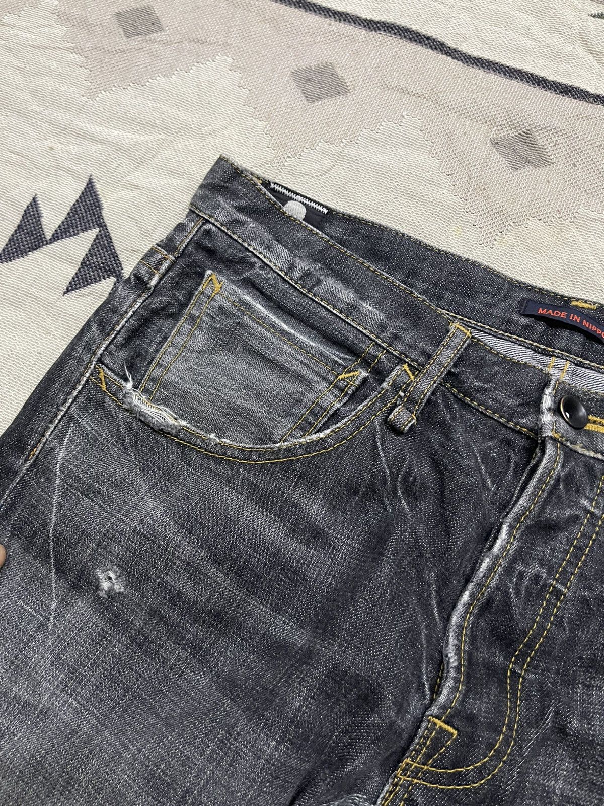 If Six Was Nine 2000s BLUE WAY DISTRESSED MUDMAD IF6WAS9 STYLE DENIM JEANS Size US 32 / EU 48 - 11 Thumbnail