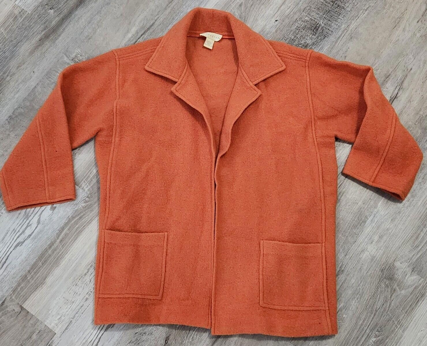 Designer Doncaster Womens Coat Wool Large Orange Collared Size L / US 10 / IT 46 - 1 Thumbnail