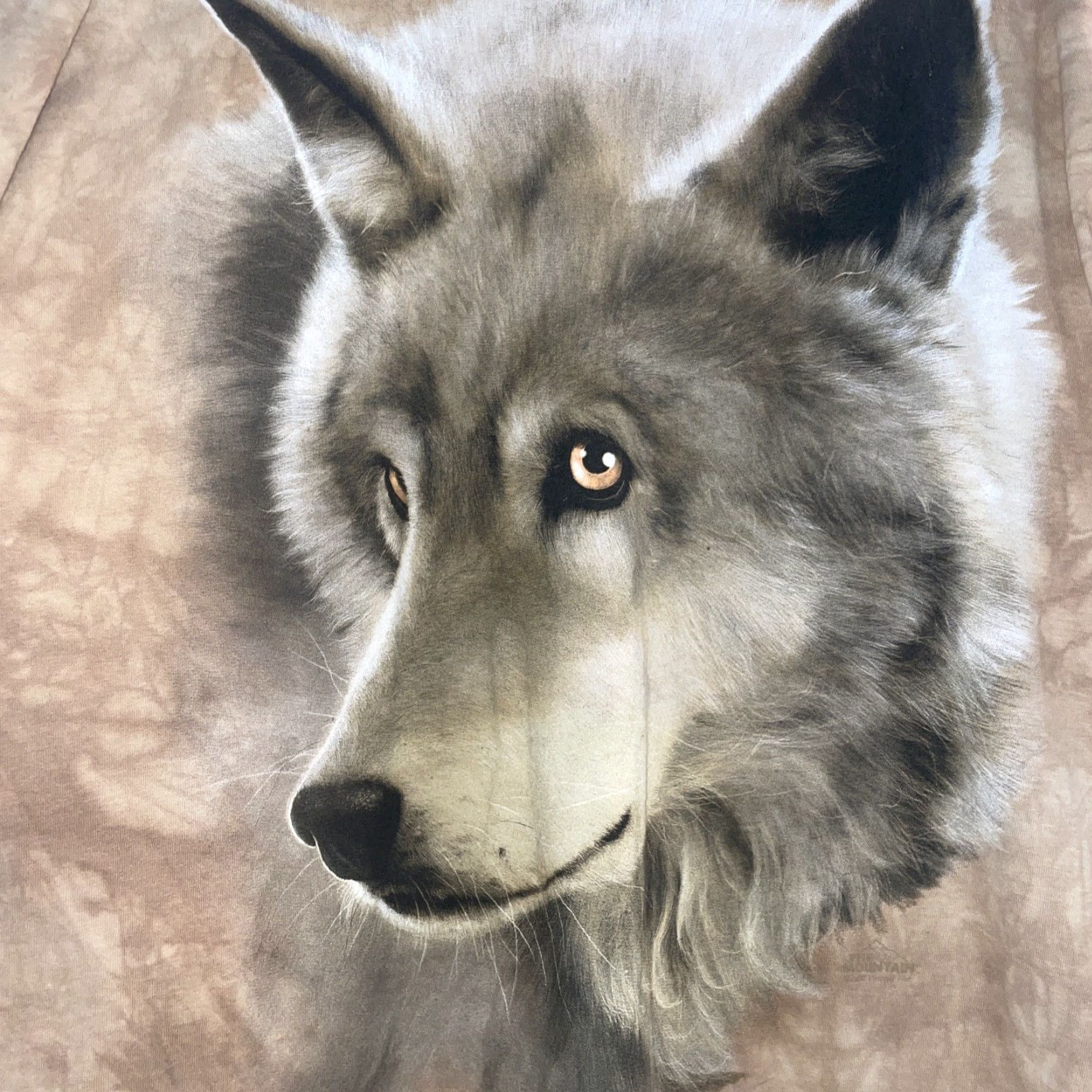 The Mountain VINTAGE The Mountain Shirt Mens 2XL Wolf Tie Dye Tan Beige Crew Neck Short Sleeve 90s Animals Mens Size US XXL / EU 58 / 5 - 5 Thumbnail