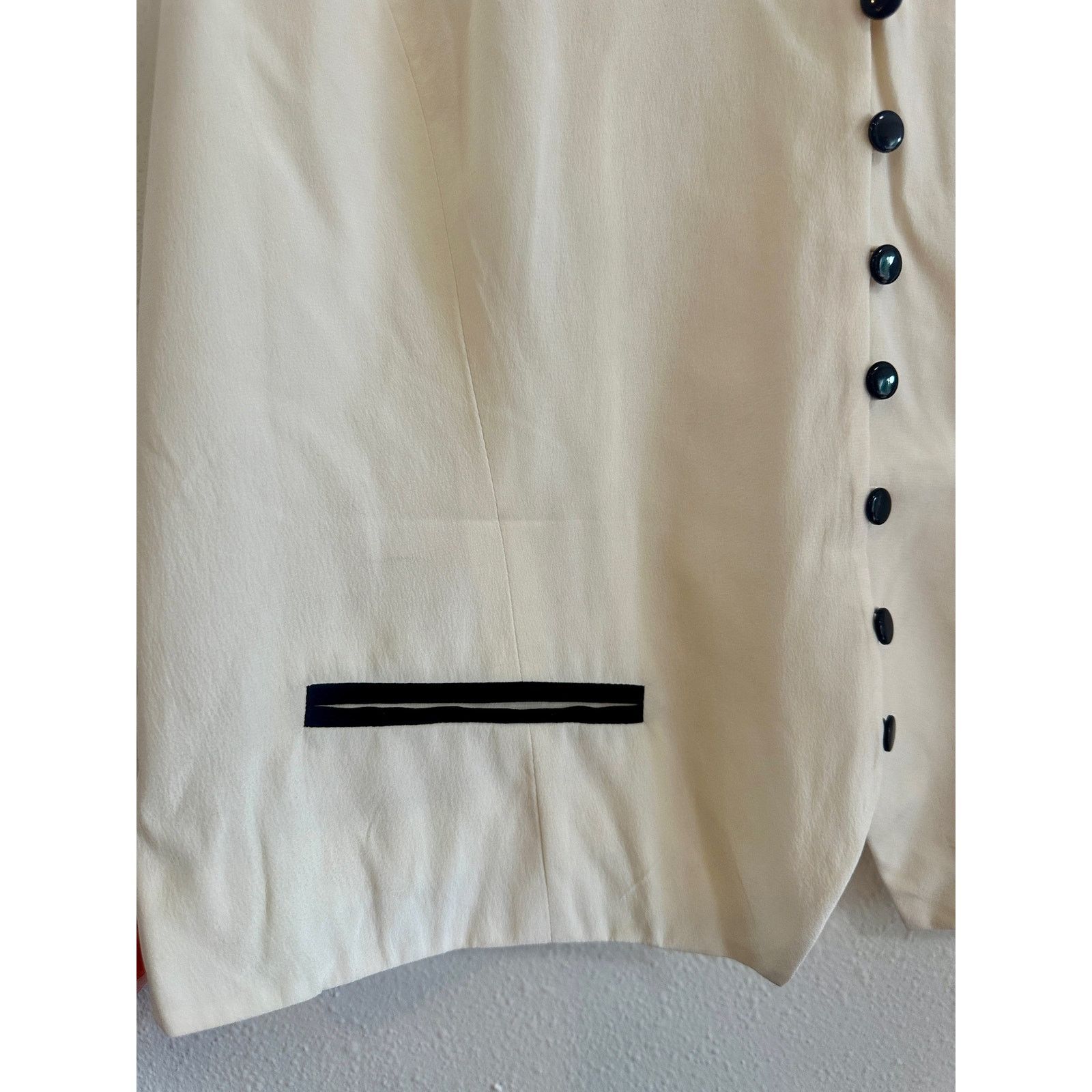 Vintage 90’s Ivory & Black Silk Vest size 14 Size XL / US 12-14 / IT 48-50 - 5 Thumbnail