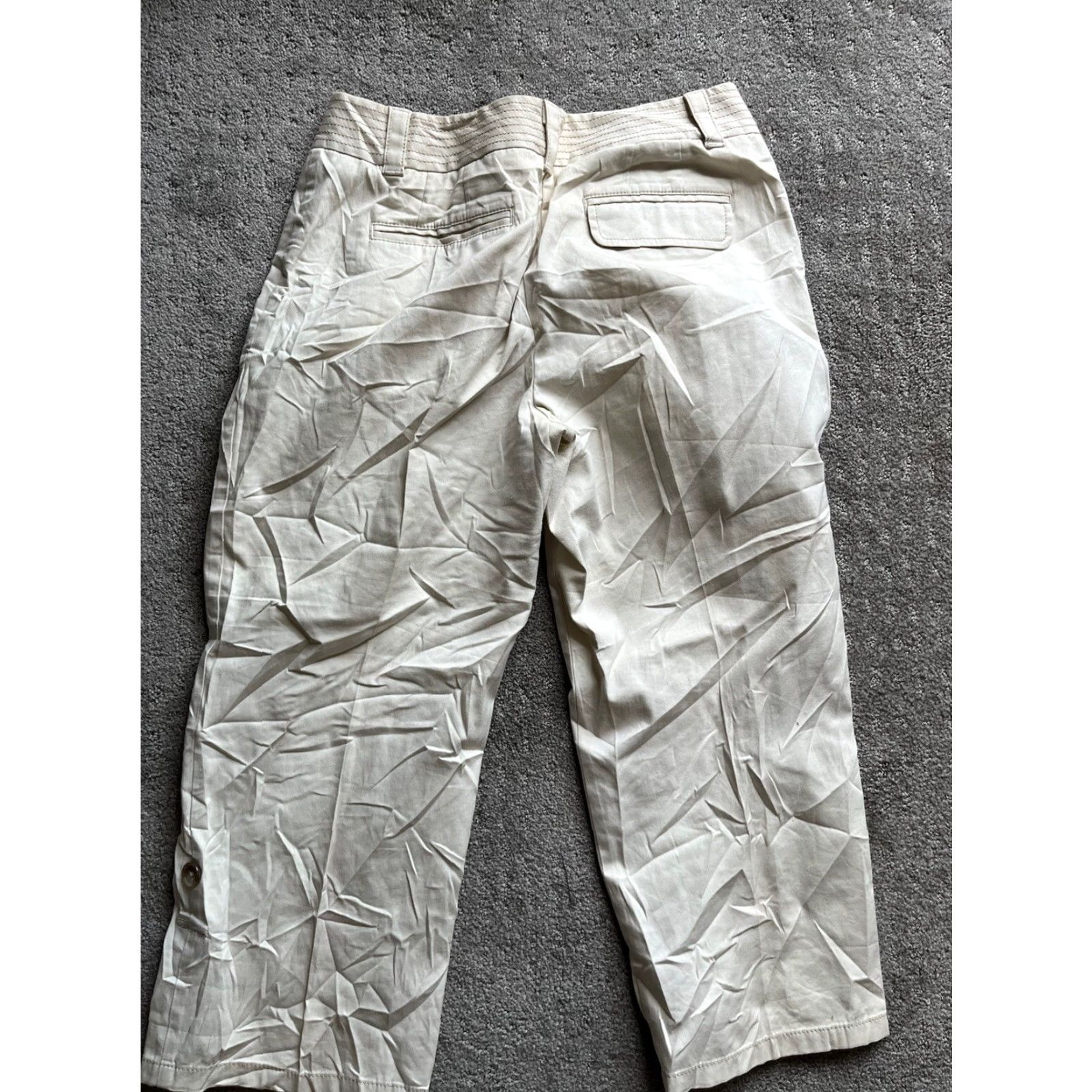 Ann Taylor VINTAGE Ann Taylor Womens Capri Pants Beige Flat Front Stretch Size 8P Petites Size 30" / US 8 / IT 44 - 3 Thumbnail