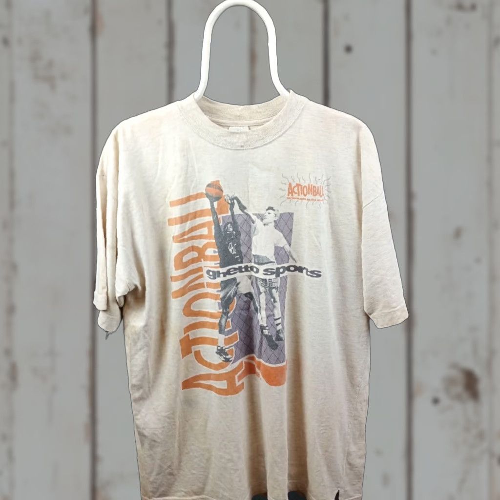 Vintage Vintage Unbranded Basketball T-shirt Graphic Tee XL Men Beige 1990s Sportswear/Beach Size US XL / EU 56 / 4 - 1 Thumbnail