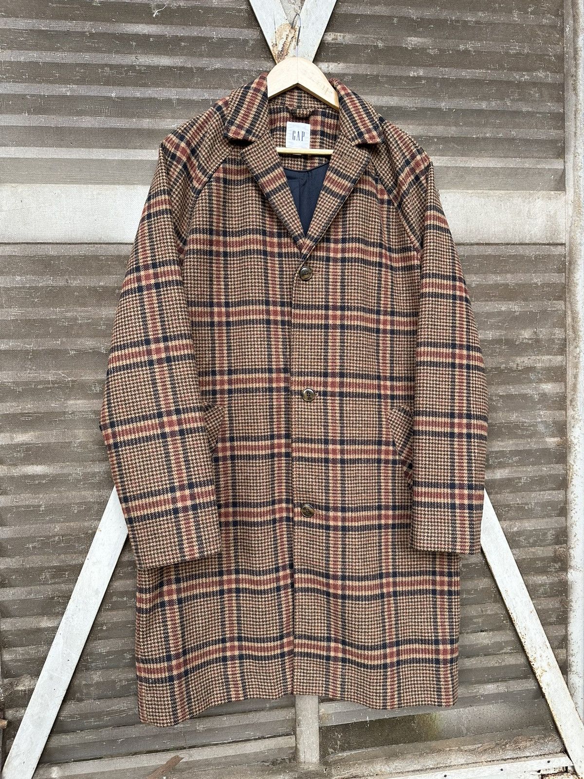 Gap GAP NOVA CHECK DOUBLE BREASTED 100% WOOL LONG JACKET Size US M / EU 48-50 / 2 - 3 Thumbnail