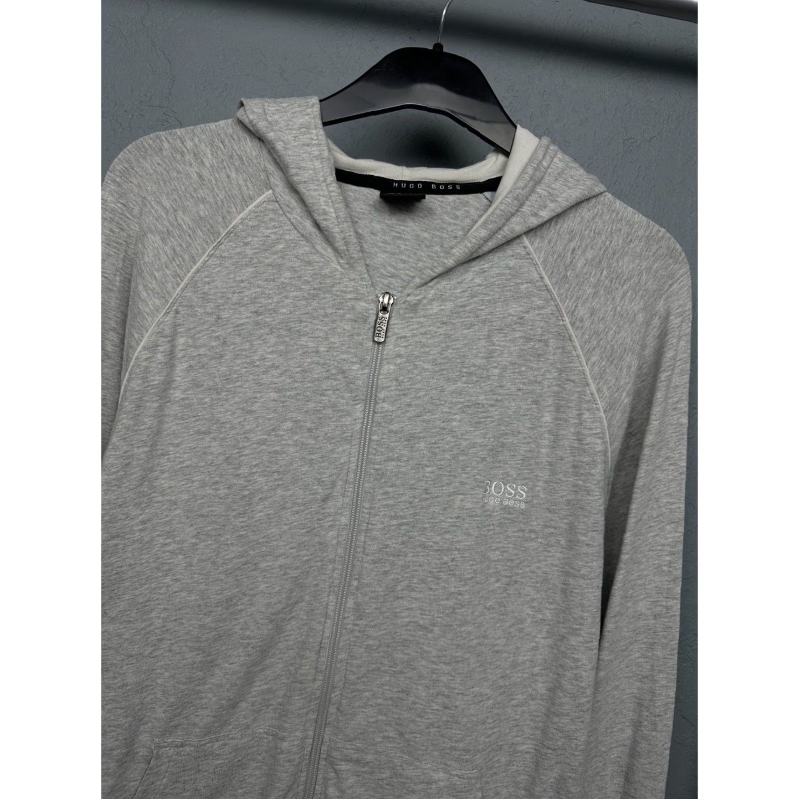 Hugo Boss HUGO BOSS Mens Zip Hoodie Size L Gray Cotton Logo Full Zip Hooded Hoodie Mens Size US L / EU 52-54 / 3 - 2 Thumbnail