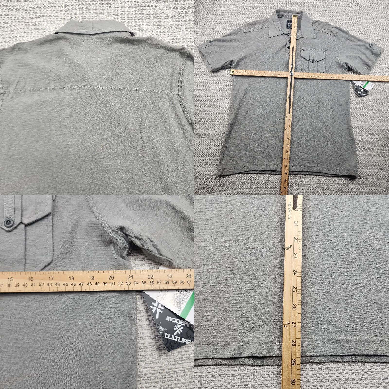 Vintage Modern Culture Polo Shirt Mens L Gray Concrete Wash Pocket Button Casual New Size US L / EU 52-54 / 3 - 8 Thumbnail
