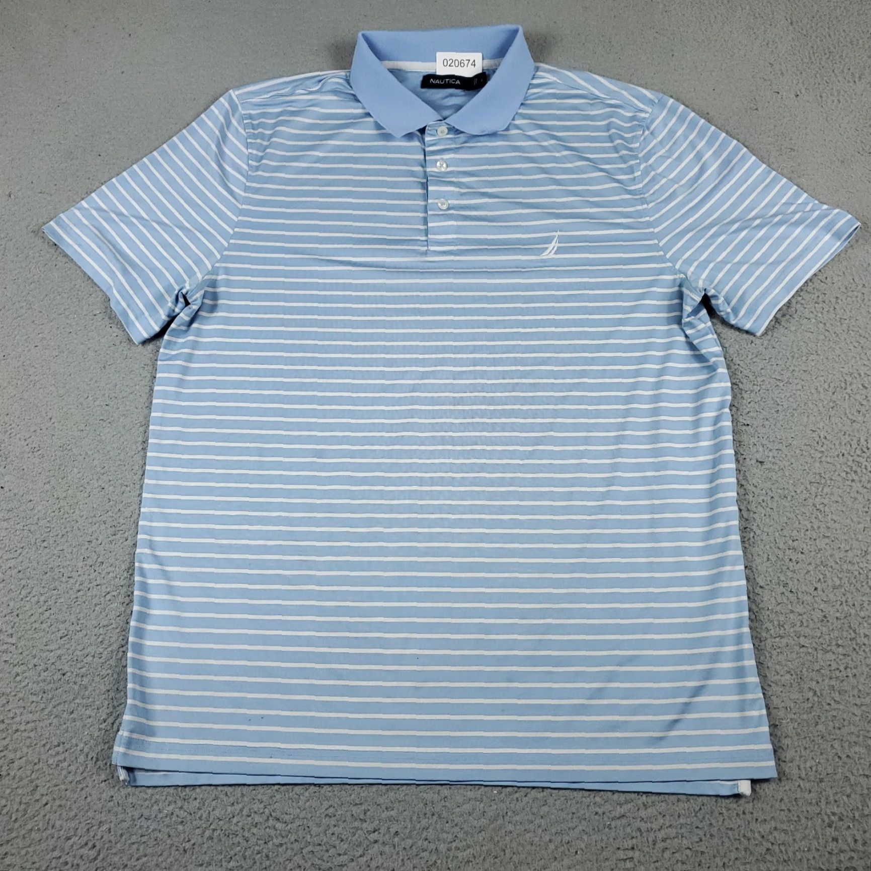 Nautica Nautica Polo Shirt L Blue Striped Short Sleeve Golf Casual Mens Size US L / EU 52-54 / 3 - 3 Thumbnail