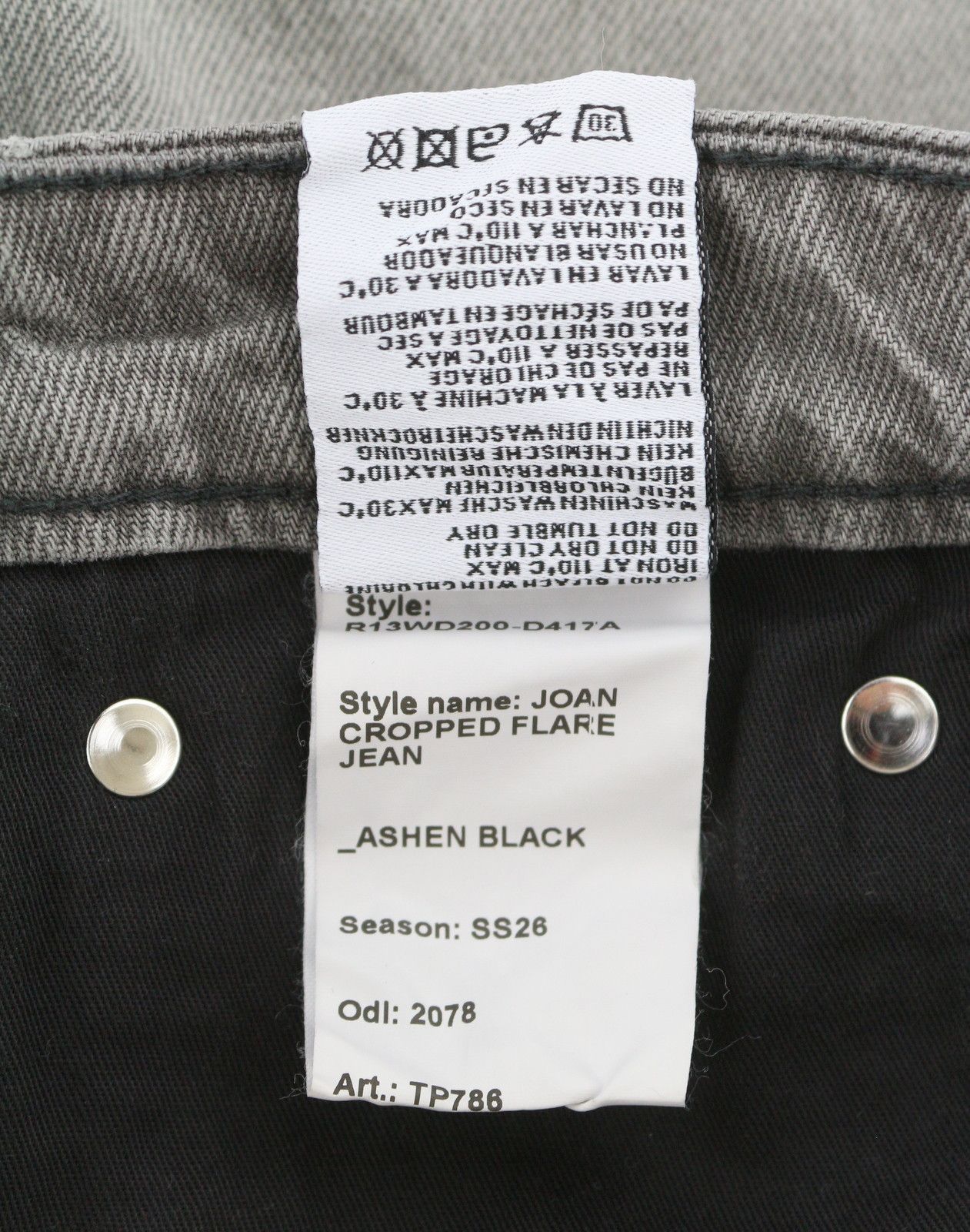 R13 JOAN CROPPED FLARE 27 Ashen Black Jeans 90039 Size 27" / US 4 / IT 40 - 5 Thumbnail