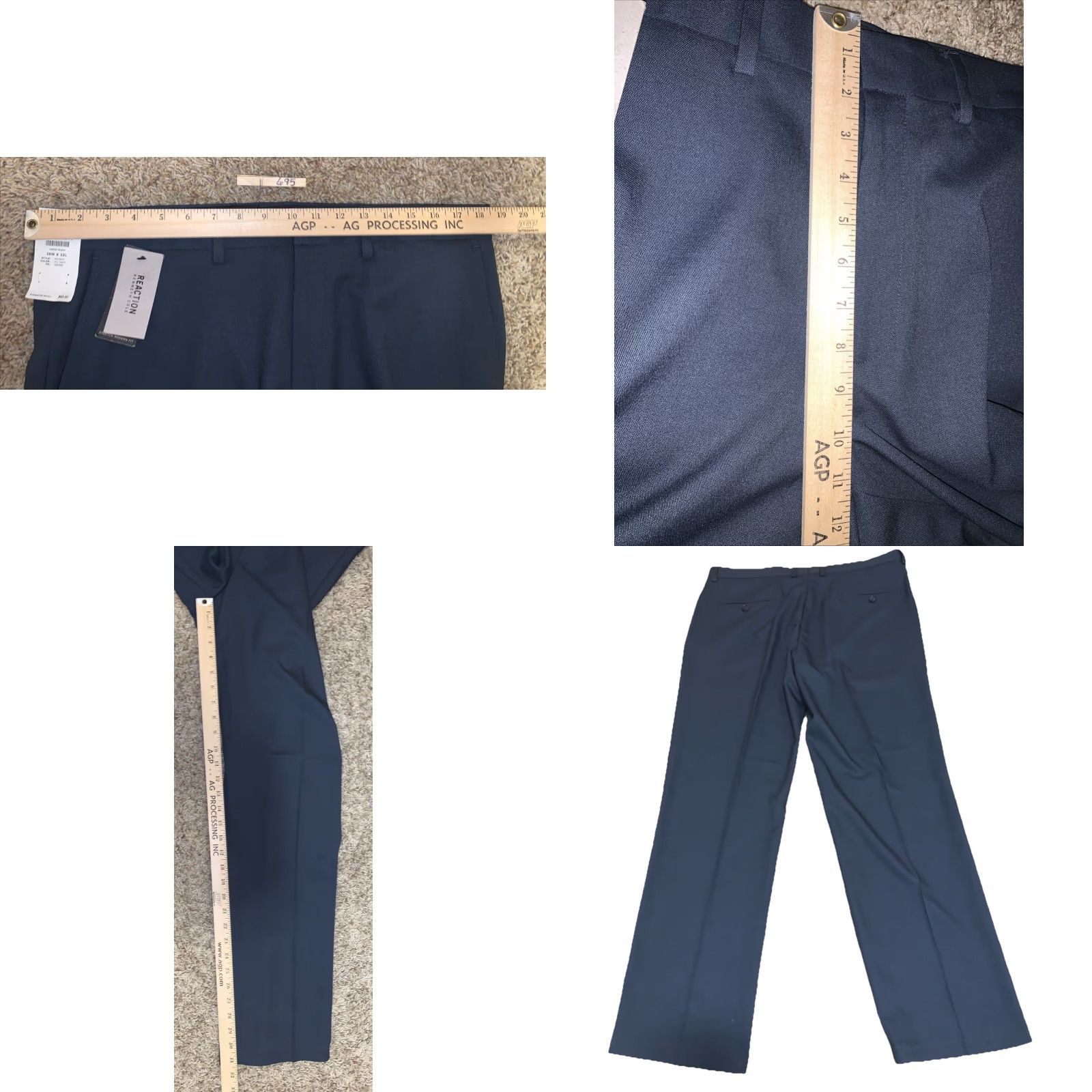 Kenneth Cole NWT Kenneth Cole Reaction Dress Pants Navy Modern Fit 36x32 Straight Pants Men Belt Loops Flat Front Elastic Waist Stretch Blue 695 NEW Size US 36 / EU 52 - 8 Thumbnail