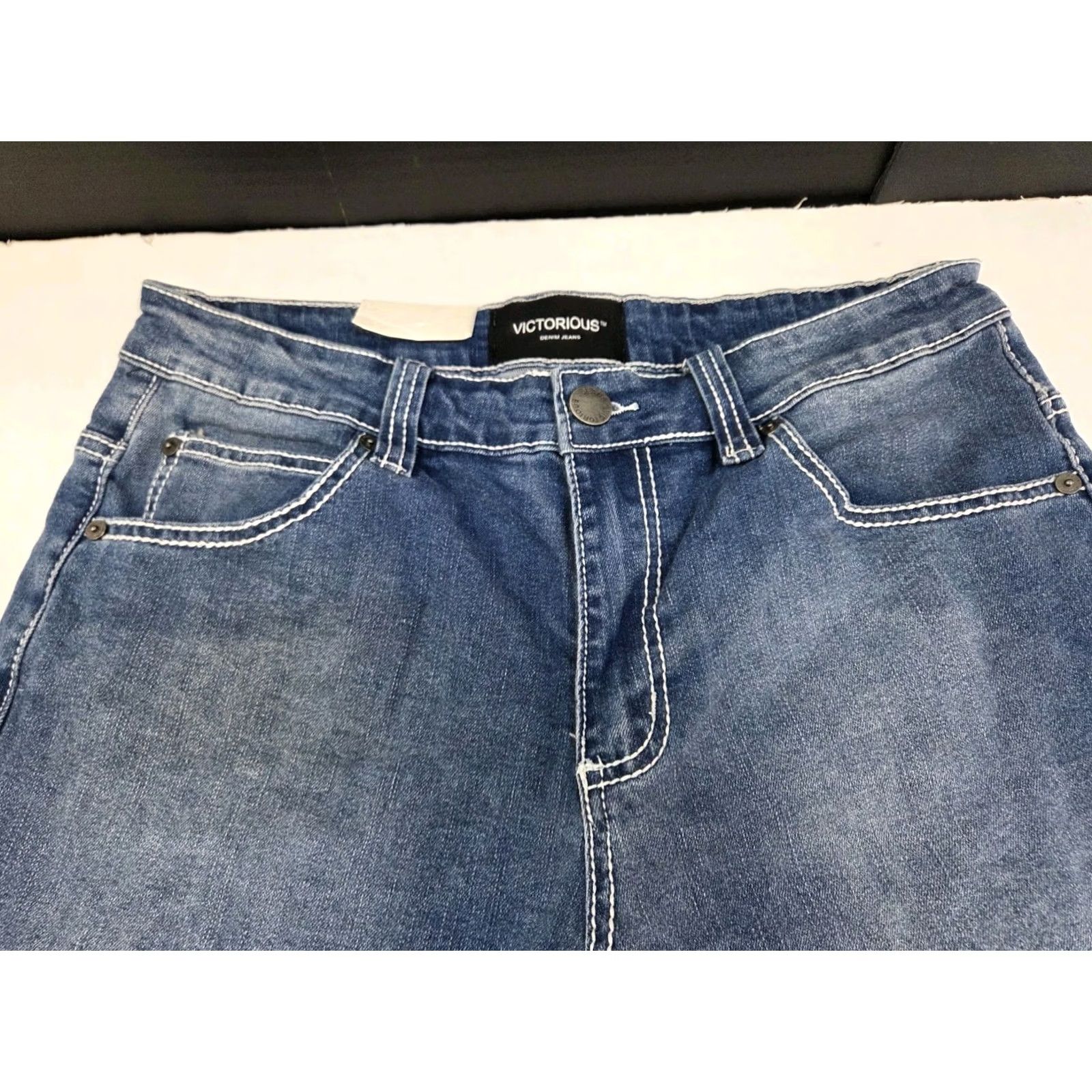 Denime VICTORIOUS Jeans Bootcut Denim Embroidered Blue 32/30 Mens Regular Victory Vintage? NWT Size US 32 / EU 48 - 3 Thumbnail