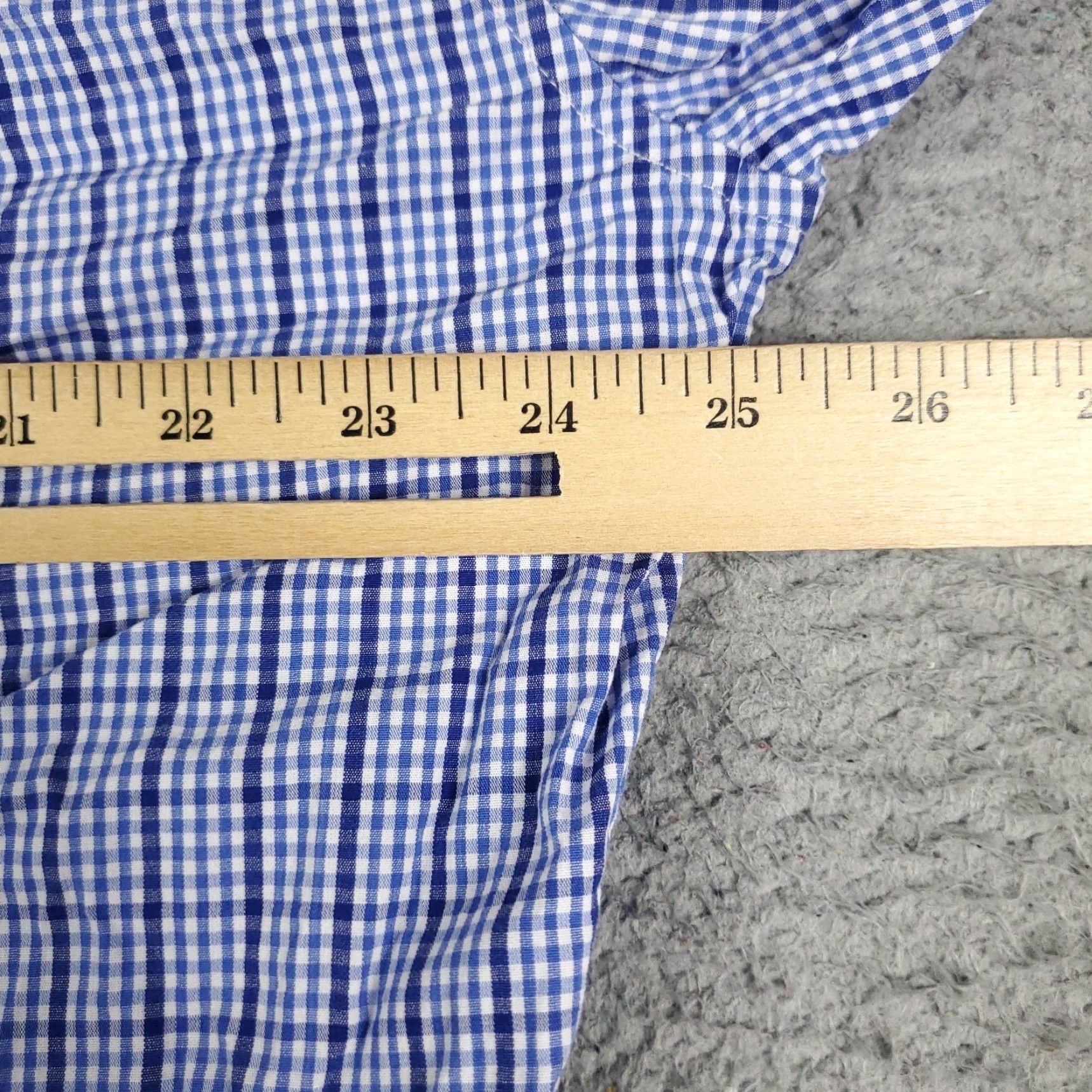 Vintage Duchamp Shirt Men Size 17.5 XL Blue Check Dress Button Up Long Sleeve Size 46R - 5 Thumbnail