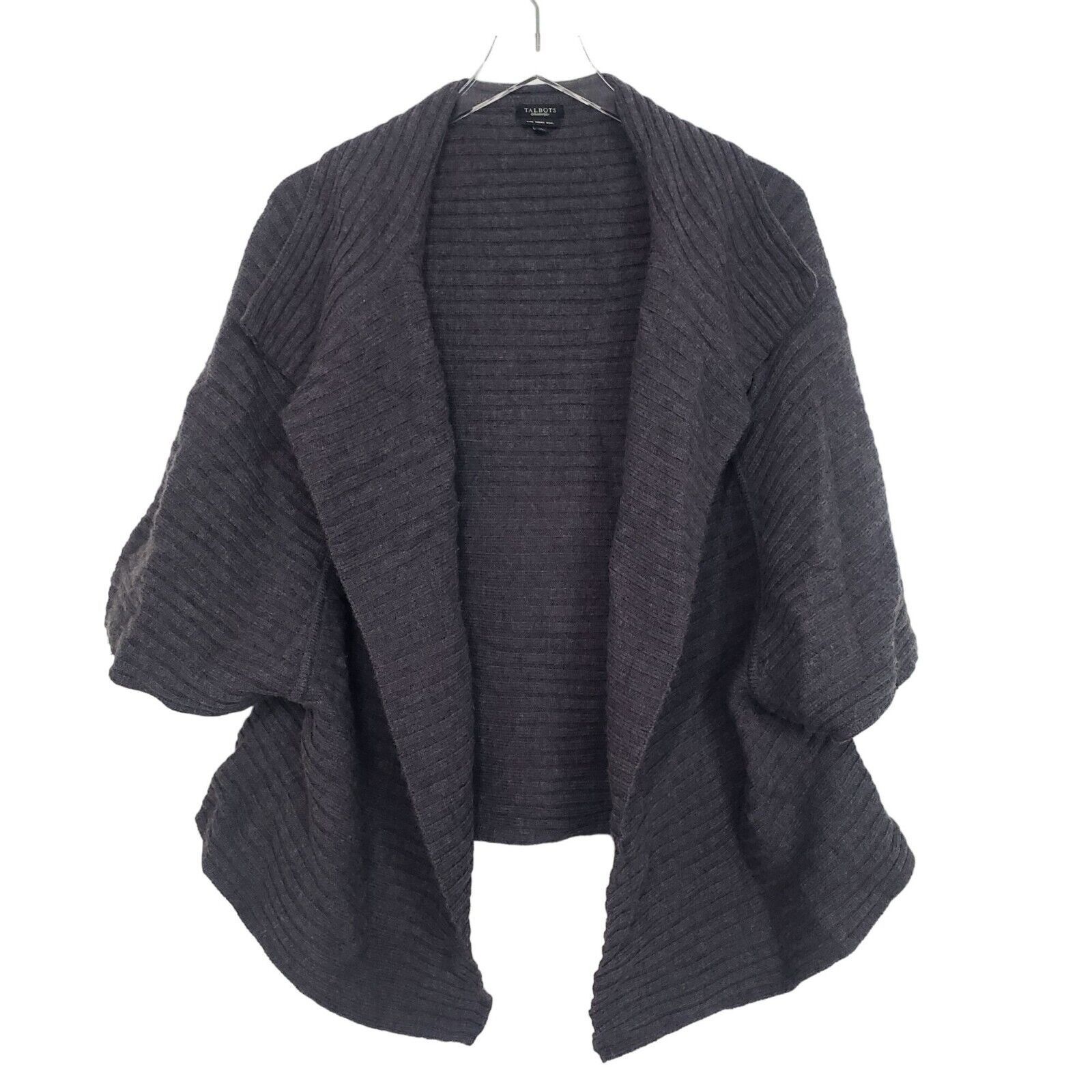 Talbots Talbots Ribbed Cardigan Womens Size XL Gray 100% Merino Wool Size XL / US 12-14 / IT 48-50 - 1 Thumbnail