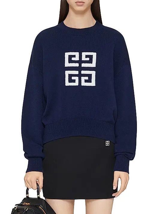 Givenchy o1srvl11e0725 4G Sweater in Cashmere in Navy Blue Size L / US 10 / IT 46 - 2 Thumbnail