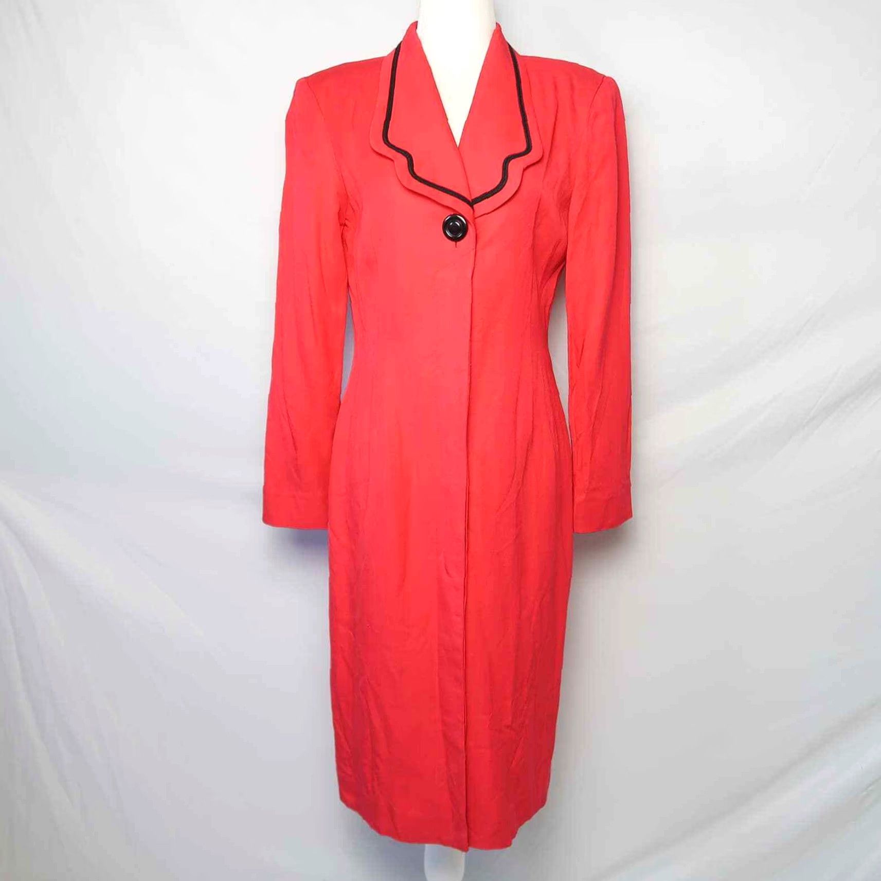 Liz Claiborne VINTAGE Liz Claiborne red blazer style midi dress 8P Ladies 90s Workwear Sheath Petite Red Size M / US 6-8 / IT 42-44 - 2 Thumbnail