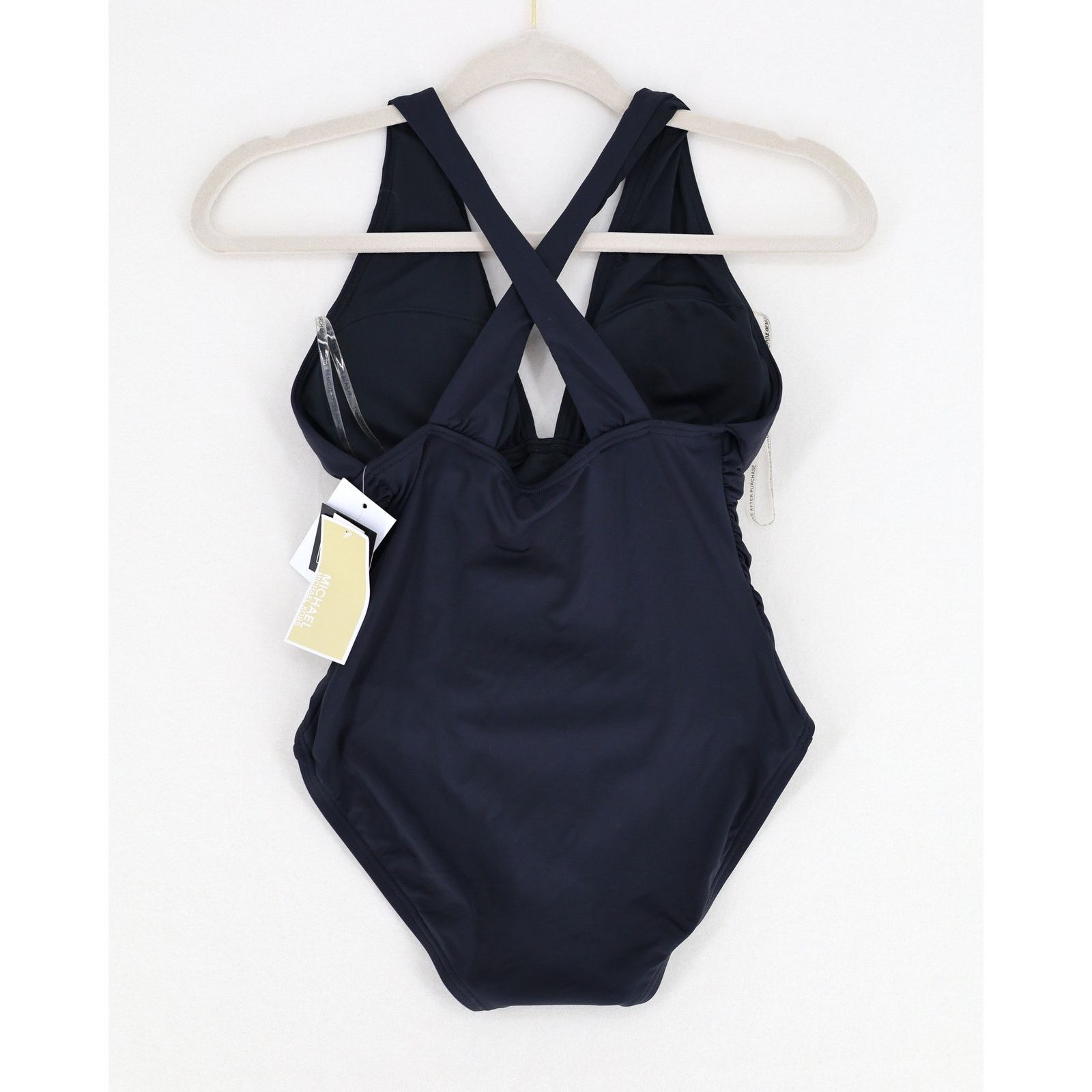 Michael Kors Michael Kors Women Solid Black One-Piece Swimsuit Size US 4 Size ONE SIZE - 5 Thumbnail